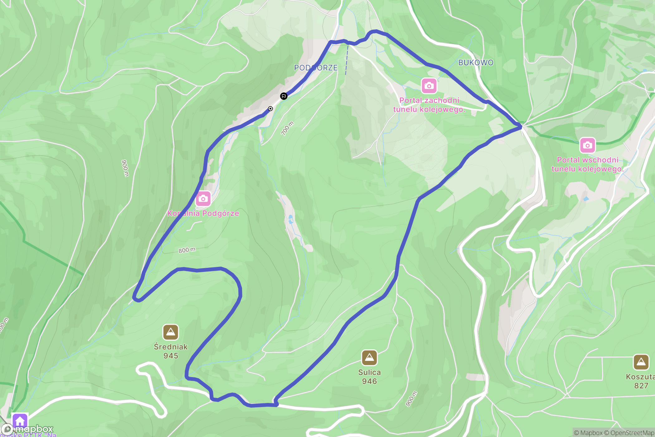 Kowary: mapa trasy - Poland