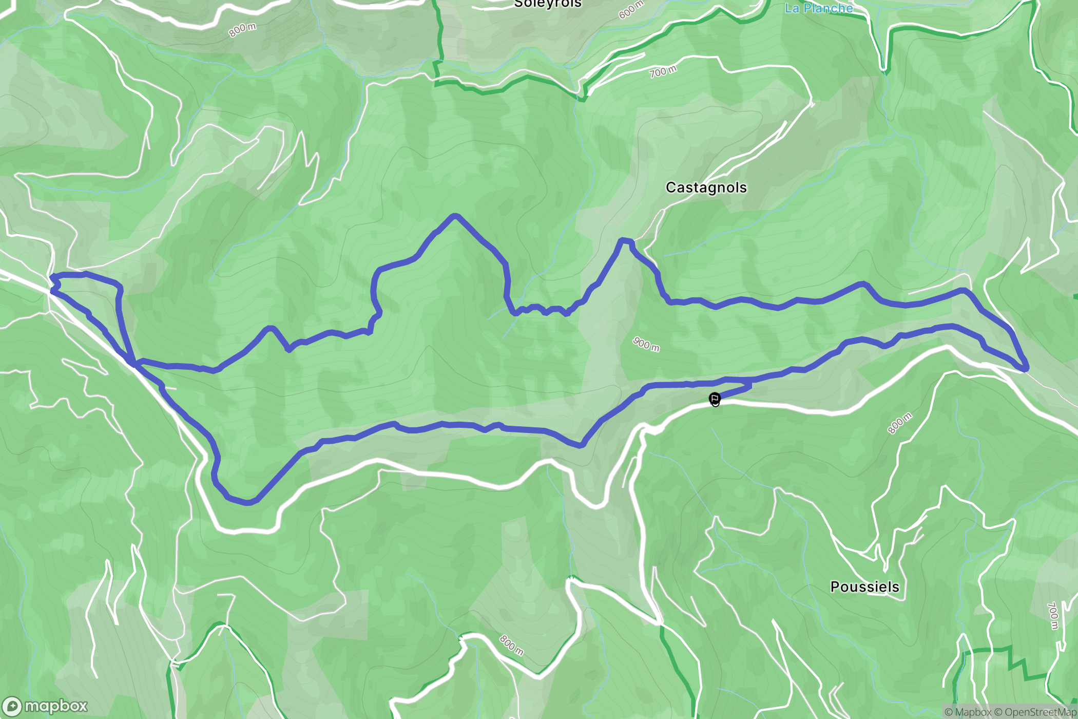 Ventalon en Cévennes : carte du parcours de randonnée - France