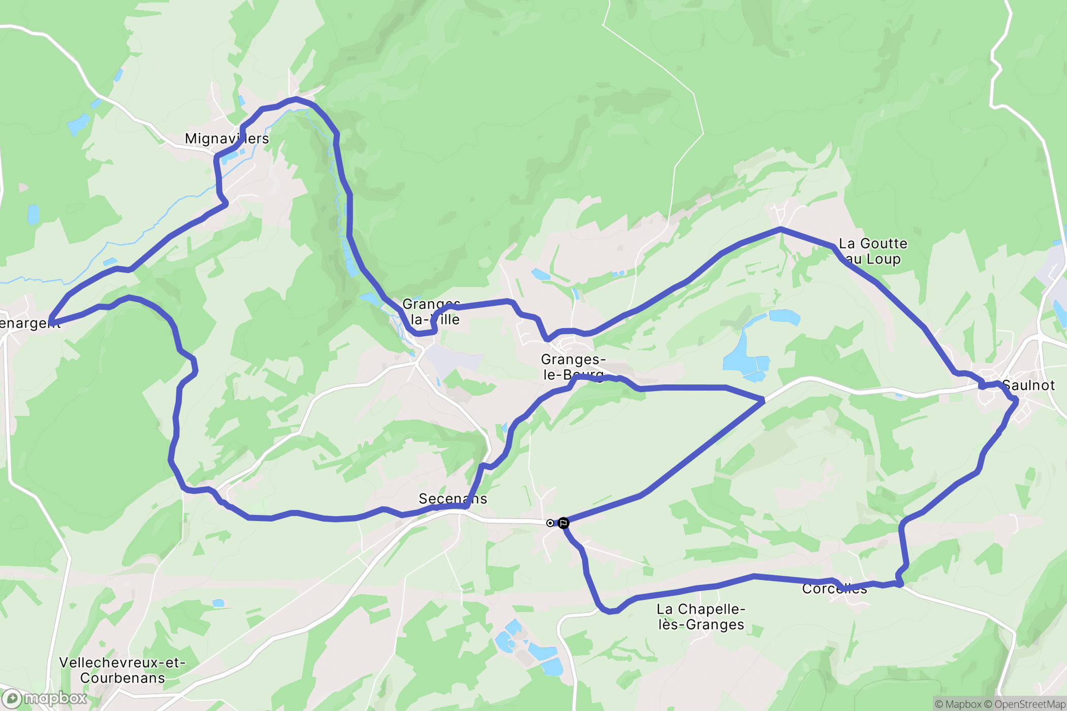 Crevans-et-la-Chapelle-lès-Granges : carte du parcours de randonnée - France