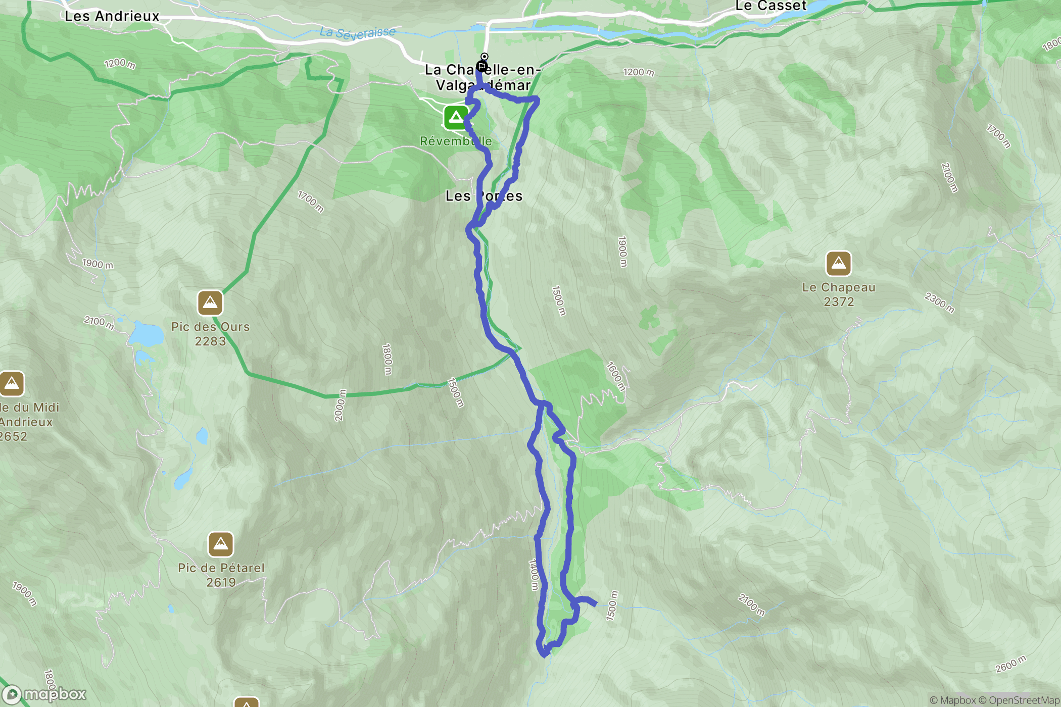 La Chapelle-en-Valgaudémar : carte du parcours de randonnée - France