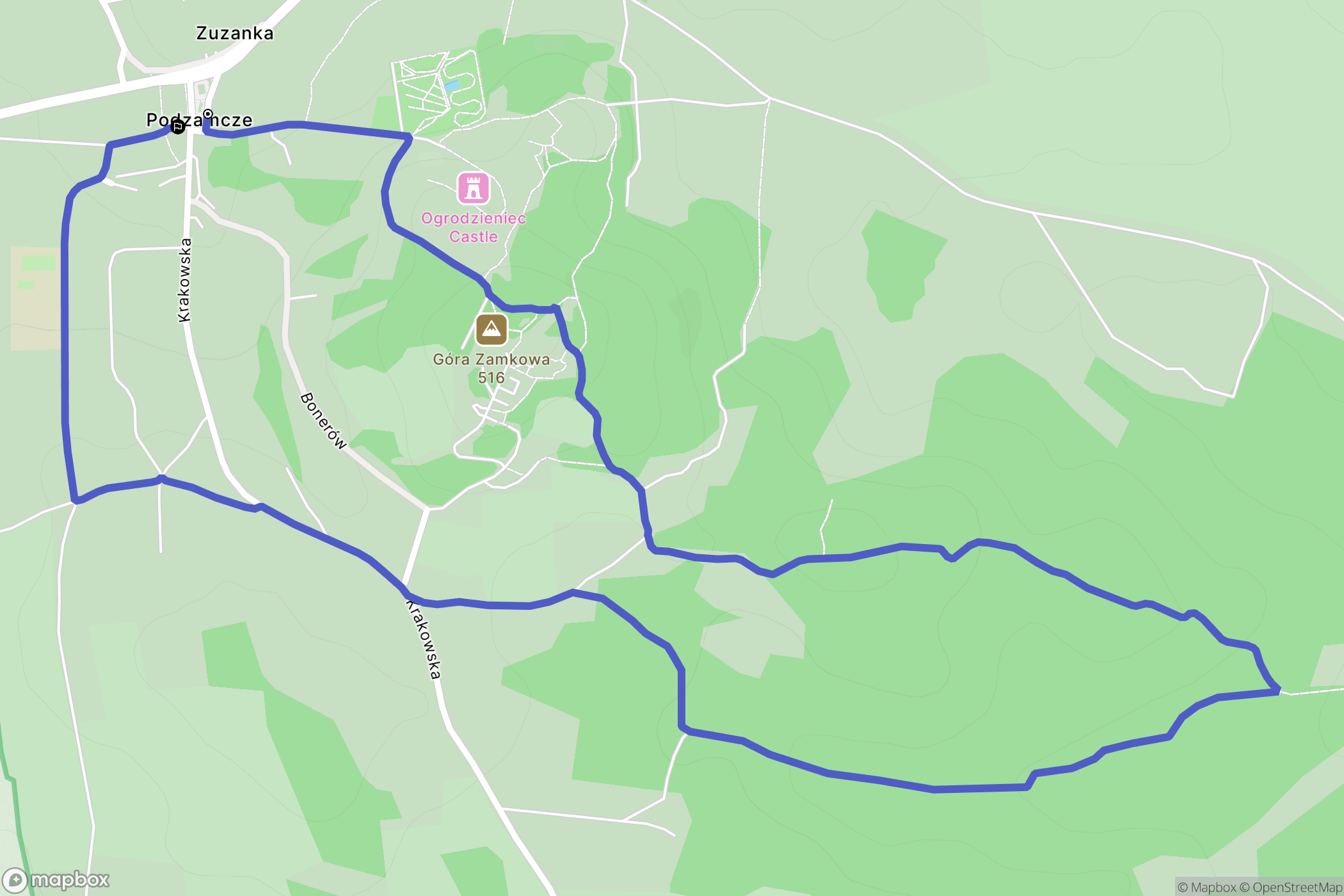 Podzamcze: mapa trasy - Poland