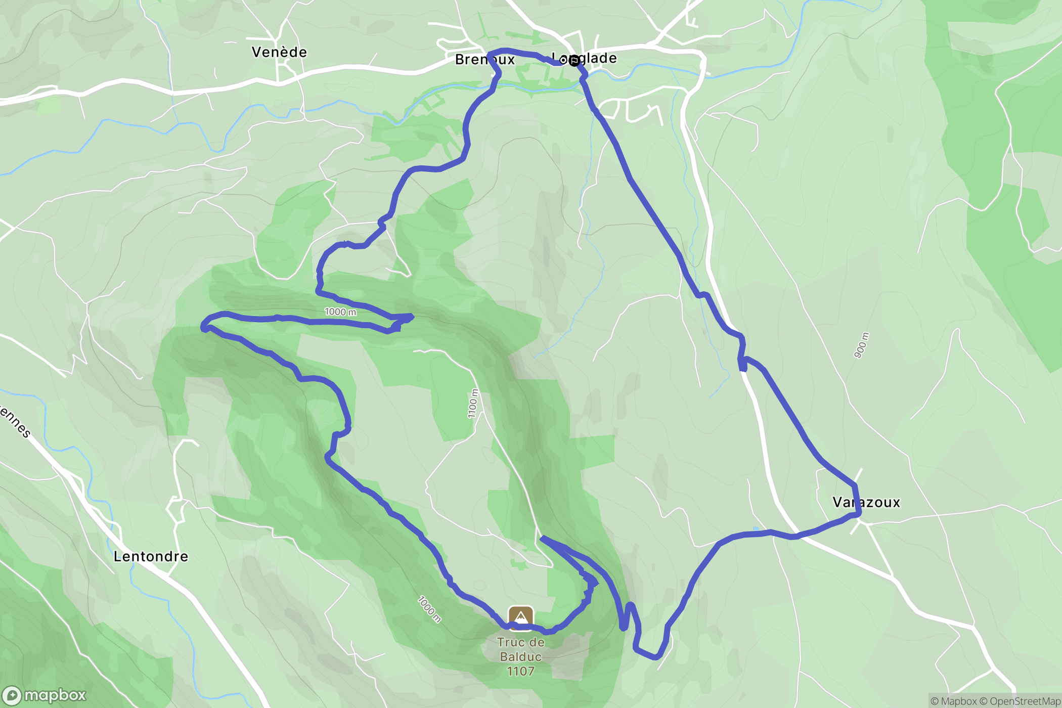 Brenoux : carte du parcours de randonnée - France