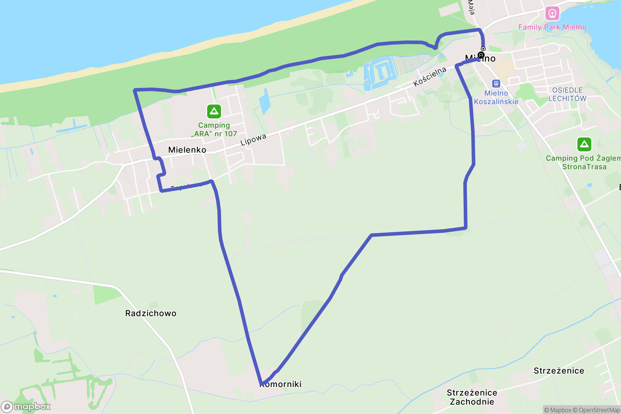 Mielno: mapa trasy - Poland