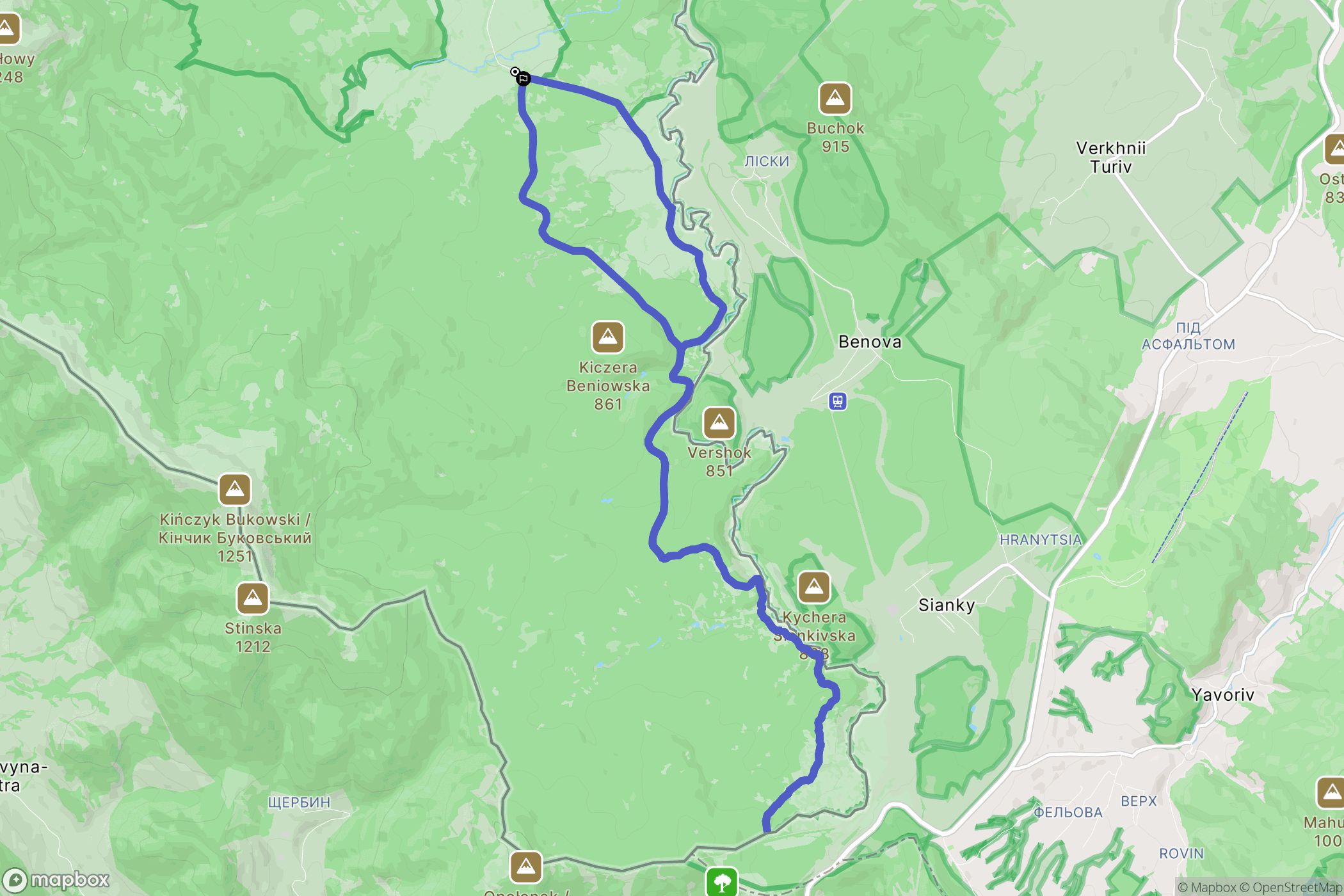 Beniowa: mapa trasy - Poland
