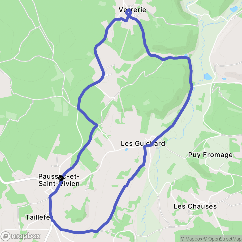 Paussac-et-Saint-Vivien : carte du parcours de randonnée - France