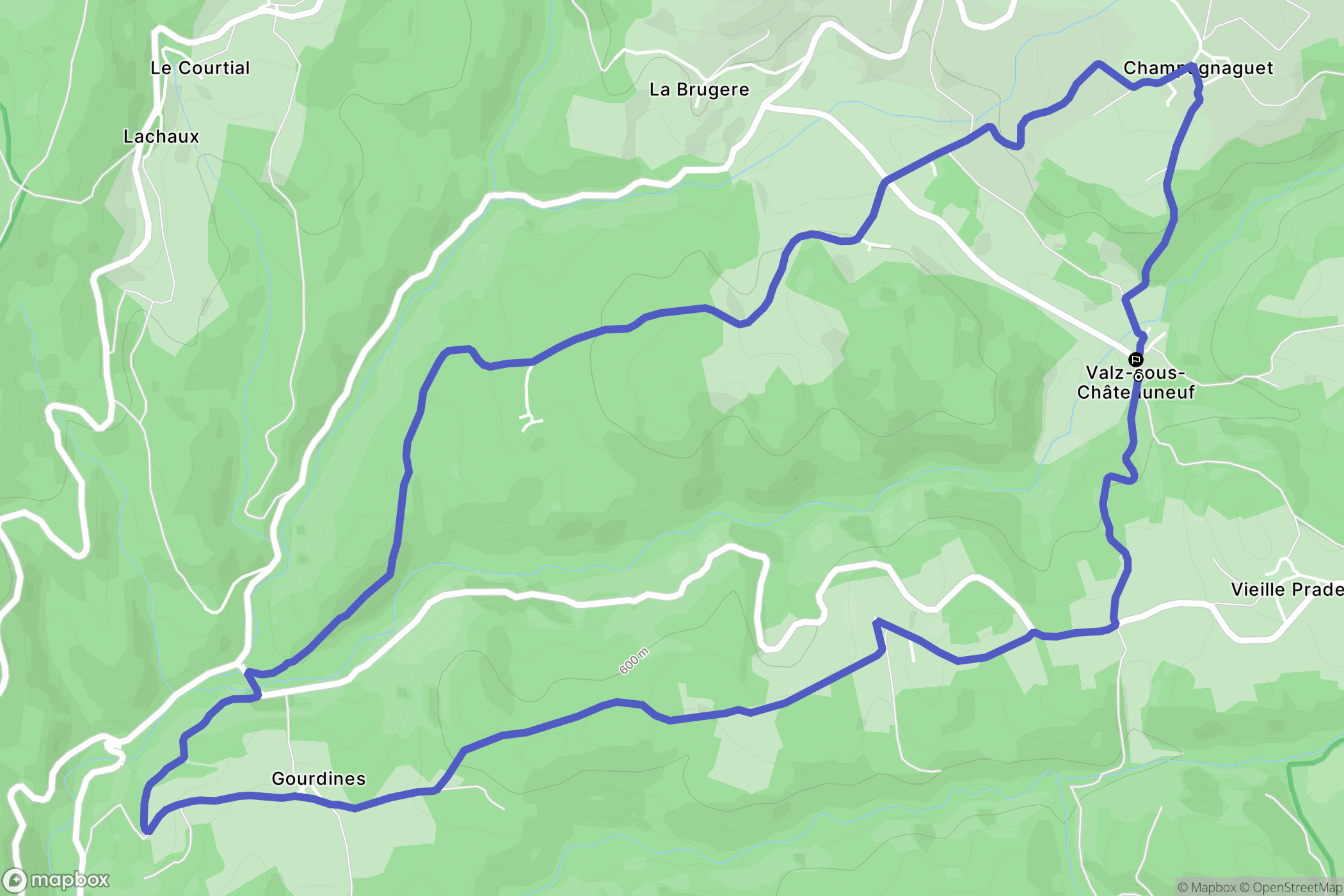 Valz-sous-Châteauneuf : carte du parcours de randonnée - France