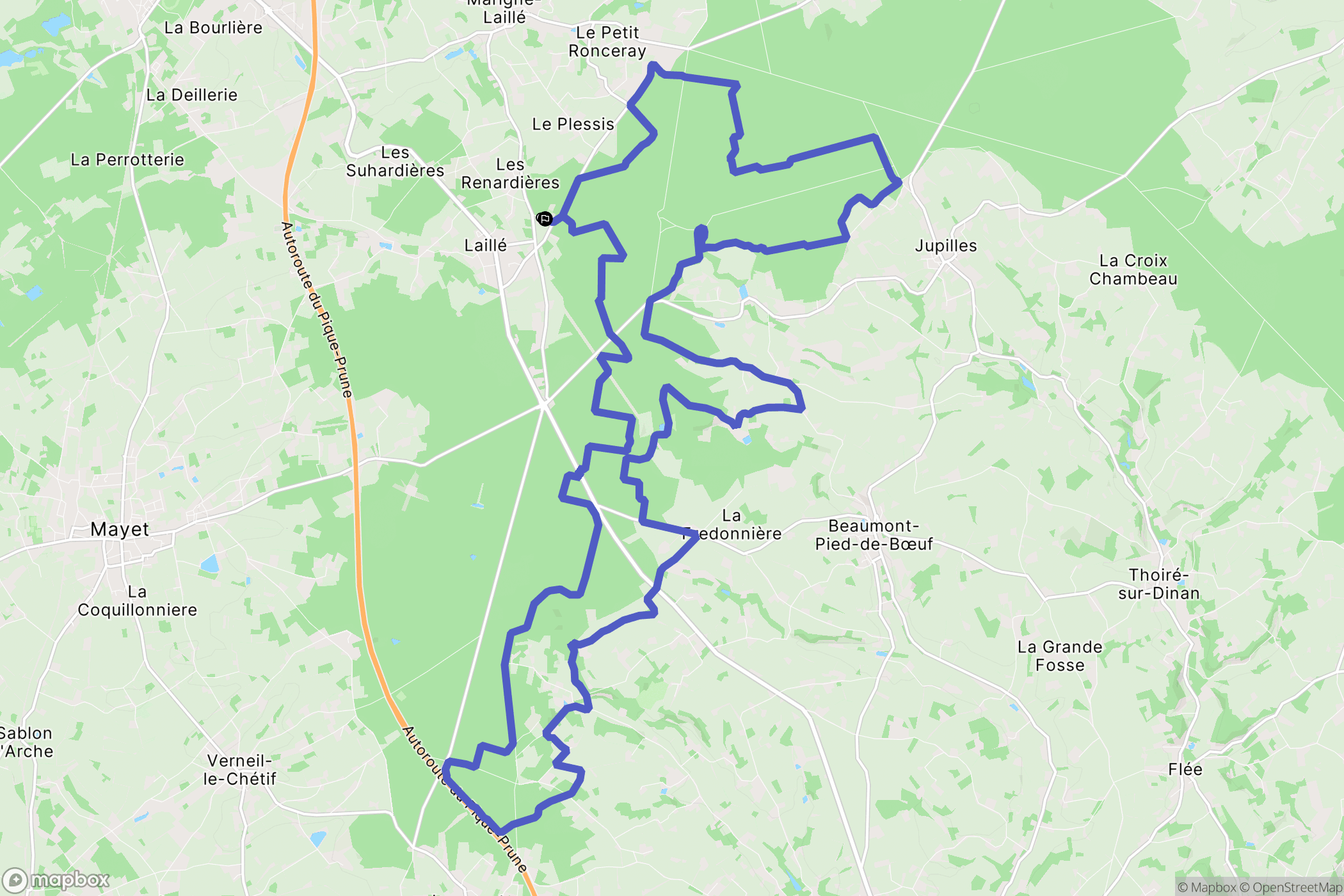Marigné-Laillé : carte du parcours de randonnée - France