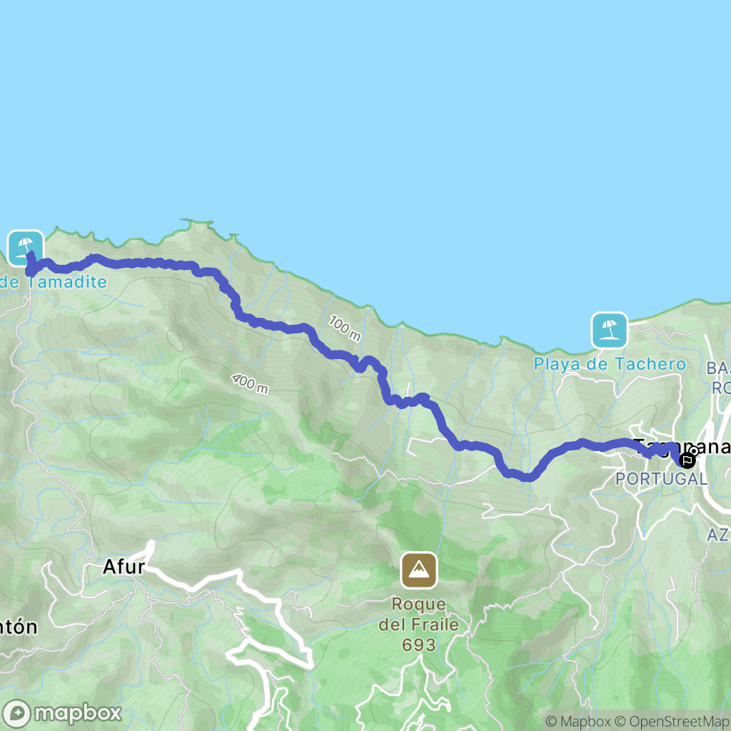 Santa Cruz de Tenerife : carte du parcours de randonnée - Spain