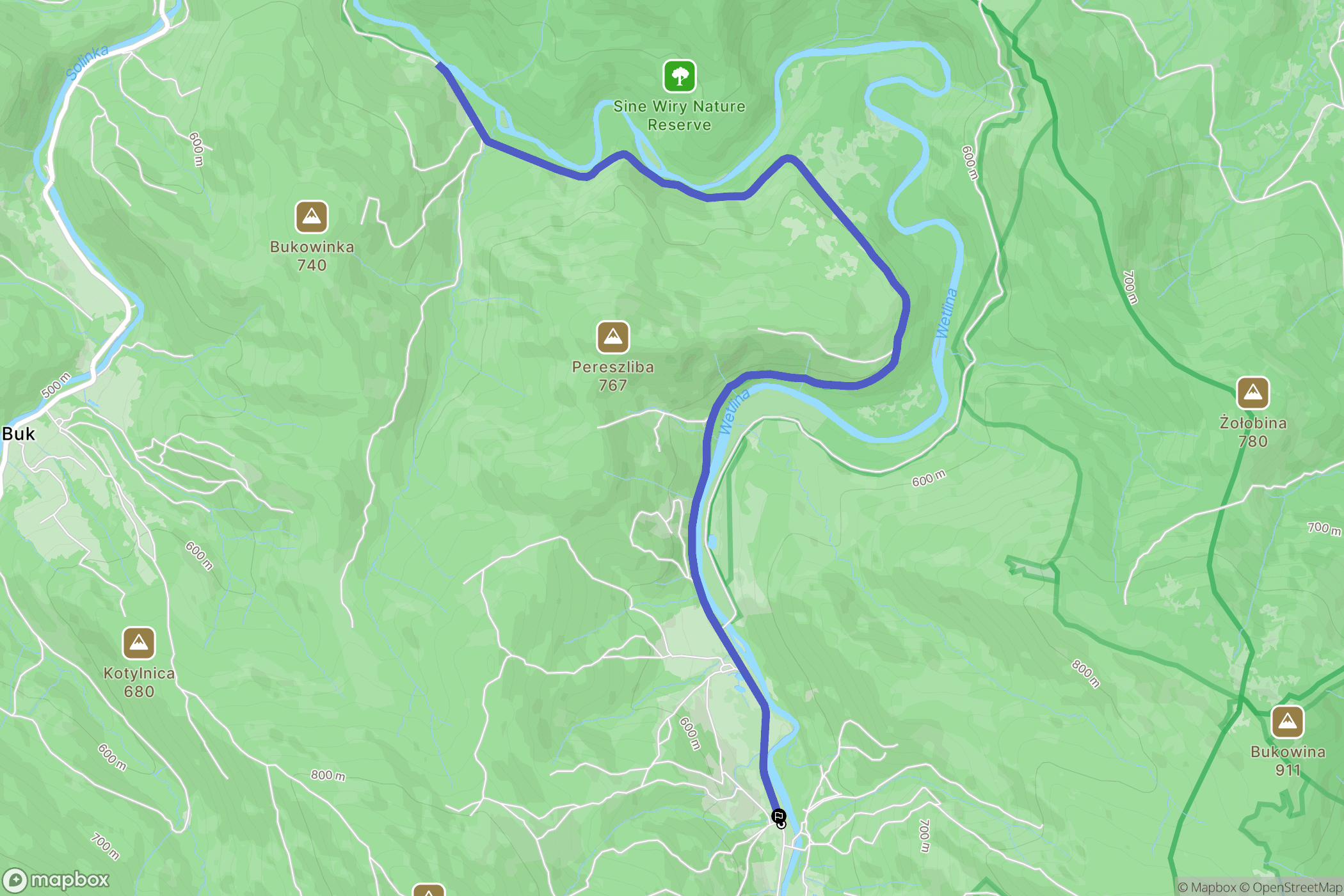 Ług: mapa trasy - Poland