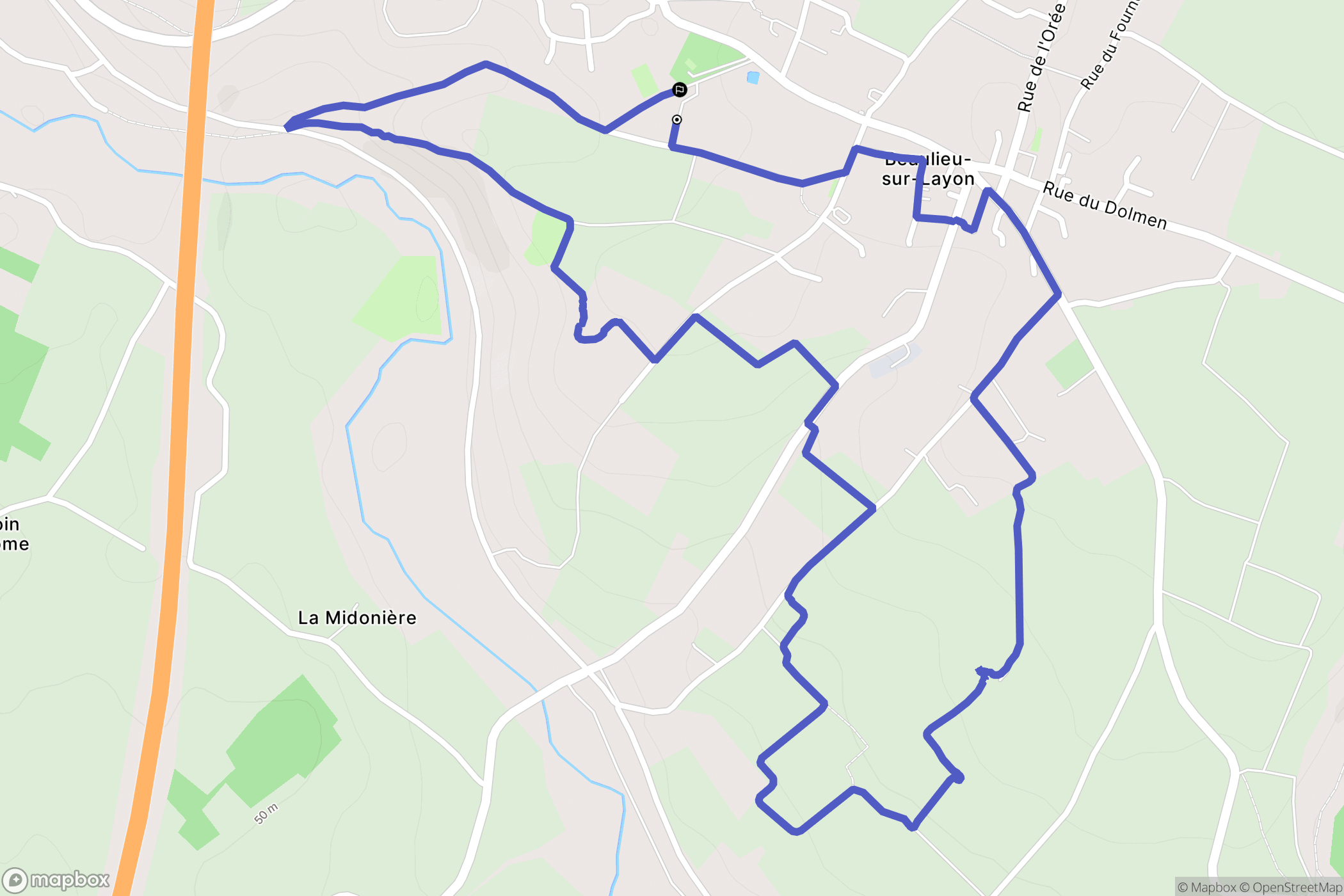 Beaulieu-sur-Layon : carte du parcours de randonnée - France
