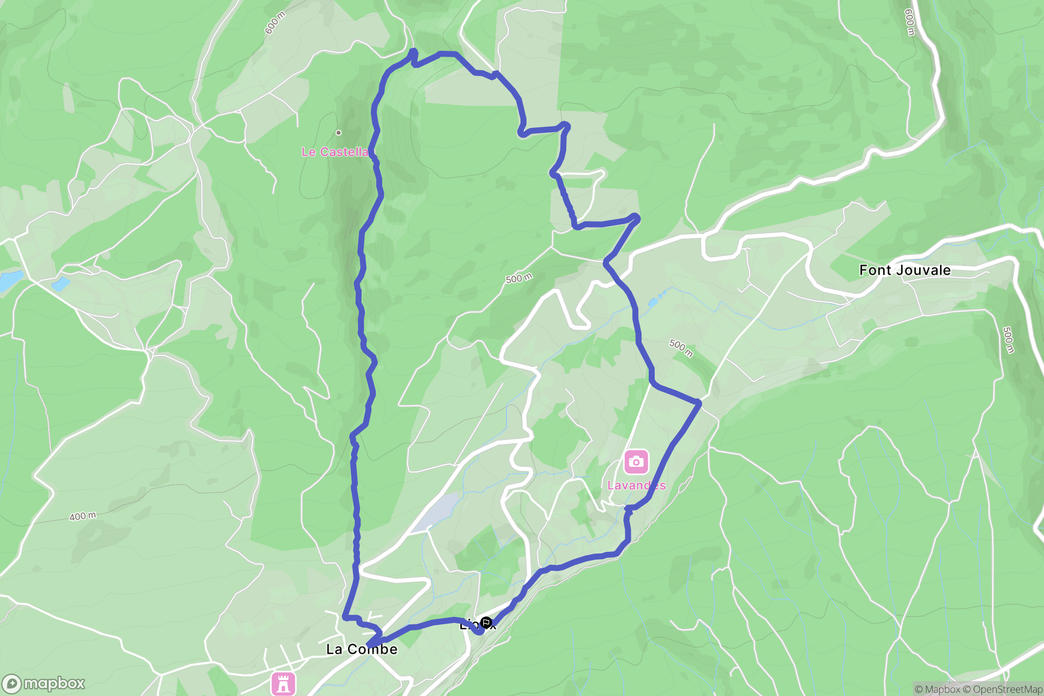 Lioux : carte du parcours de randonnée - France