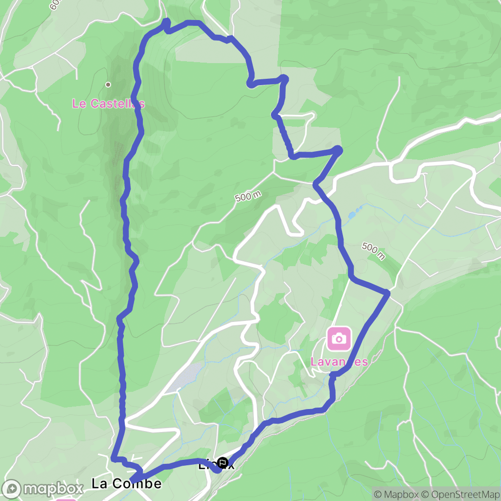 Lioux : carte du parcours de randonnée - France