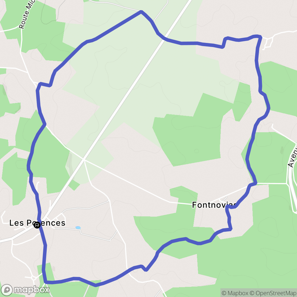Sorges et Ligueux en Périgord : carte du parcours de randonnée - France