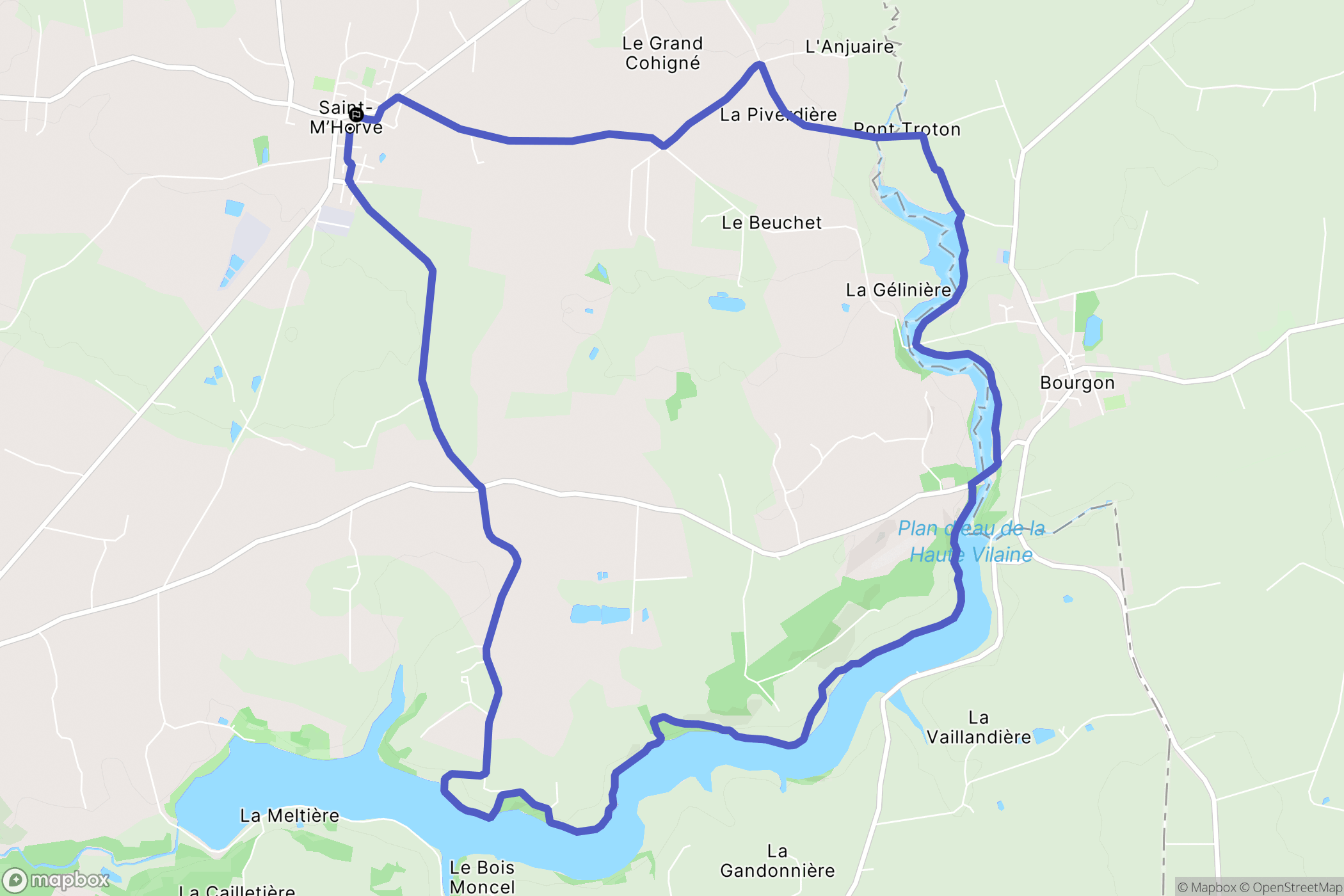 Saint-M'Hervé : carte du parcours de randonnée - France