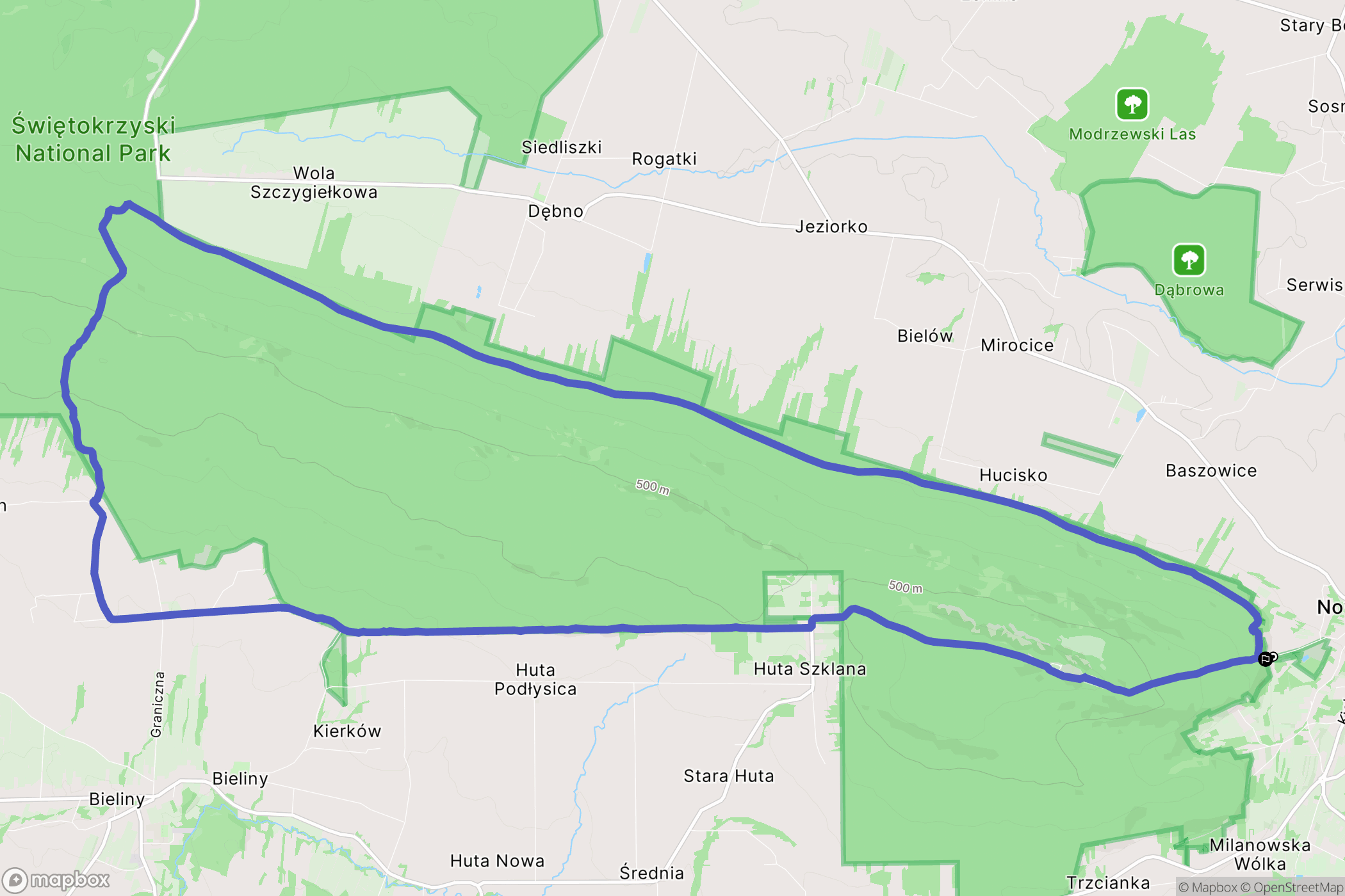 Nowa Słupia: mapa trasy - Poland