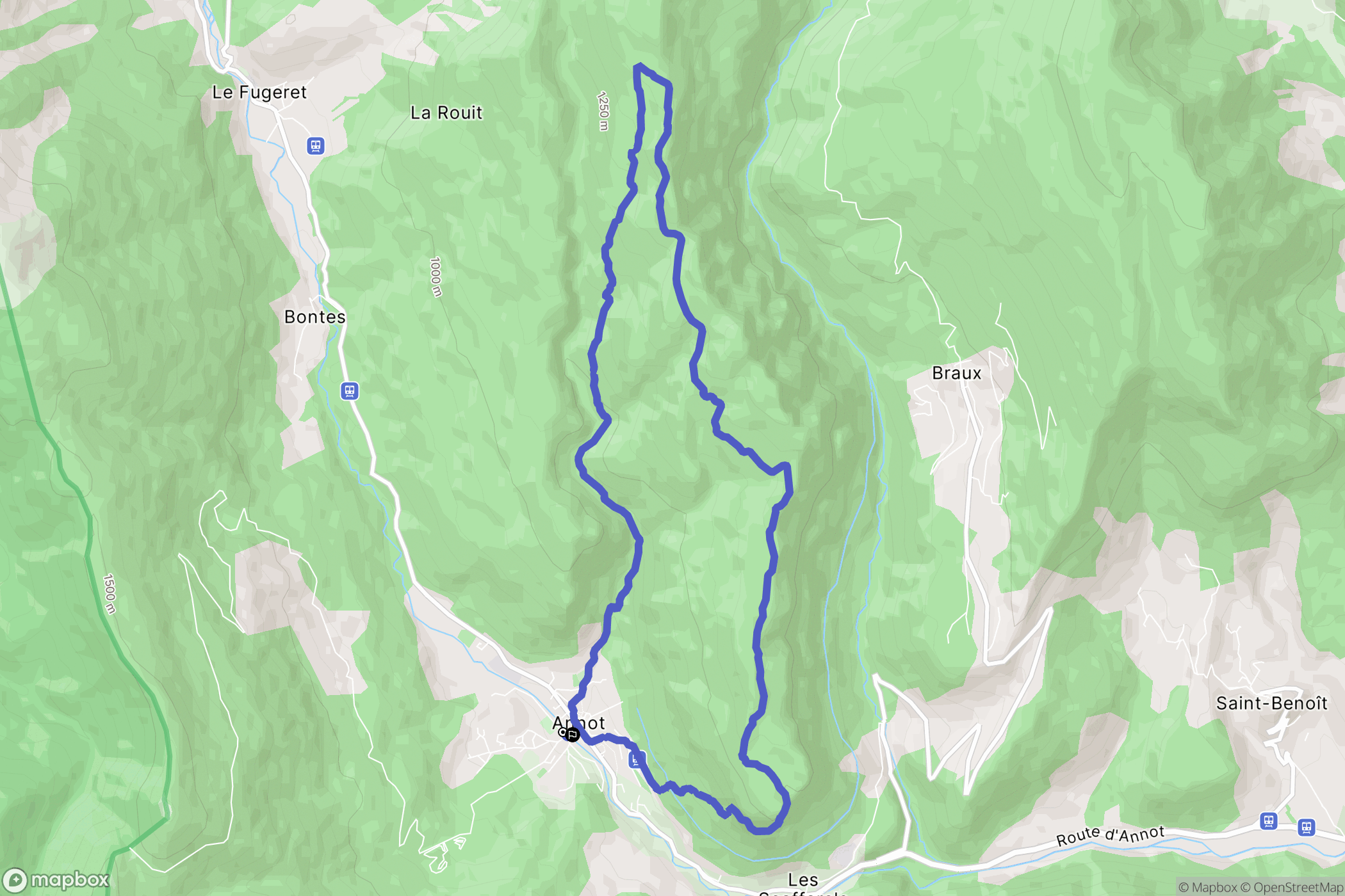 Annot : carte du parcours de randonnée - France