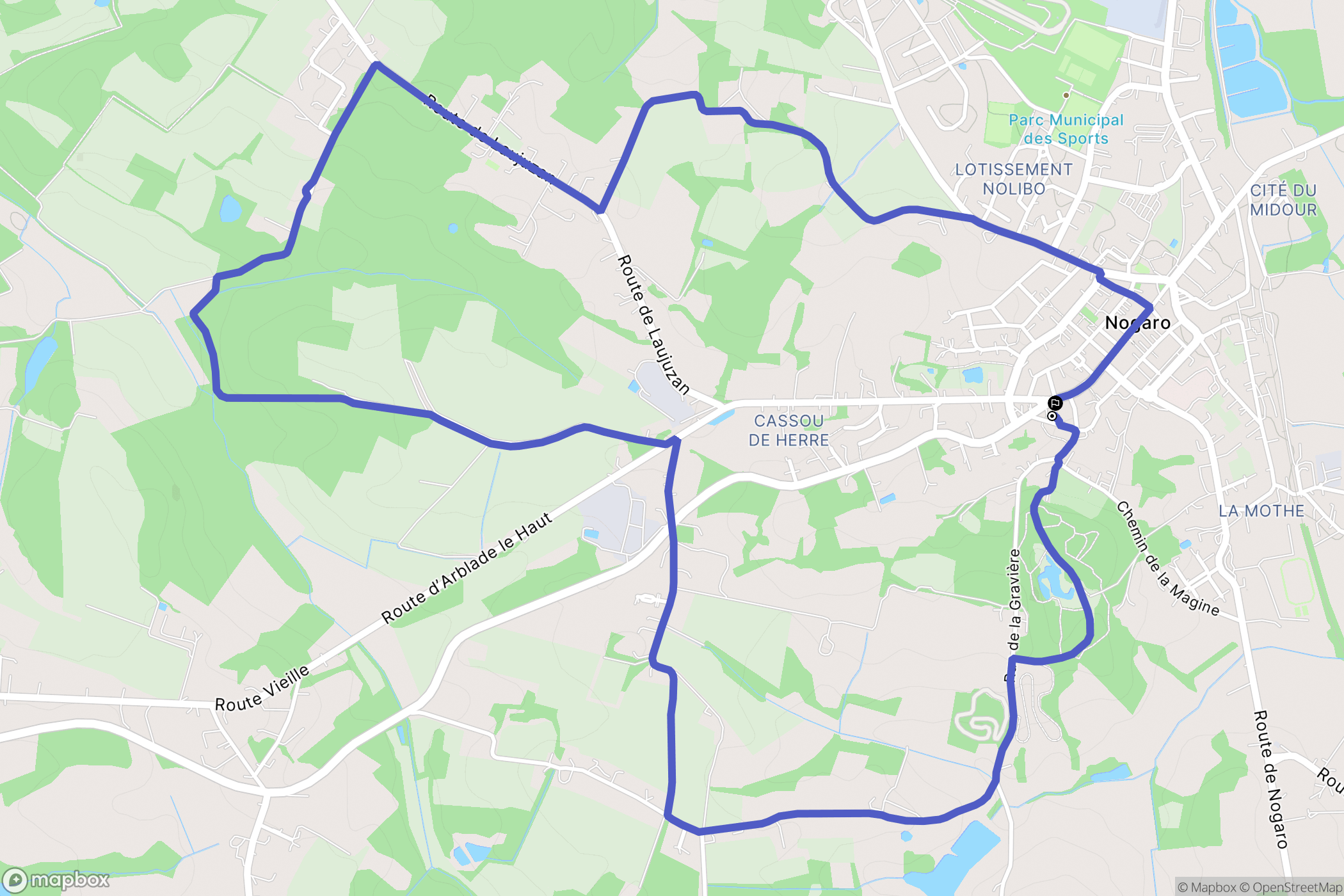 Nogaro : carte du parcours de randonnée - France