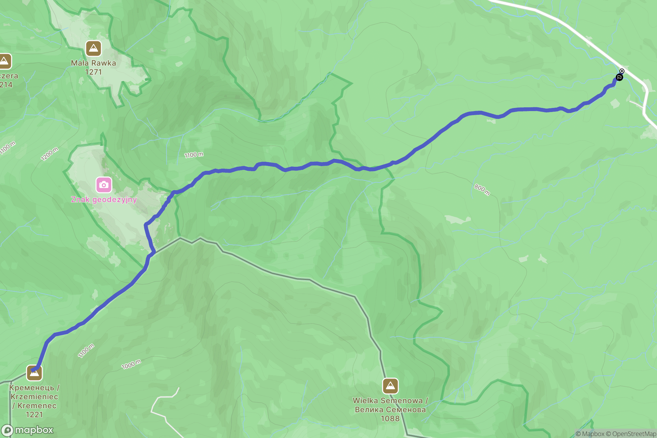 Ustrzyki Górne: mapa trasy - Poland