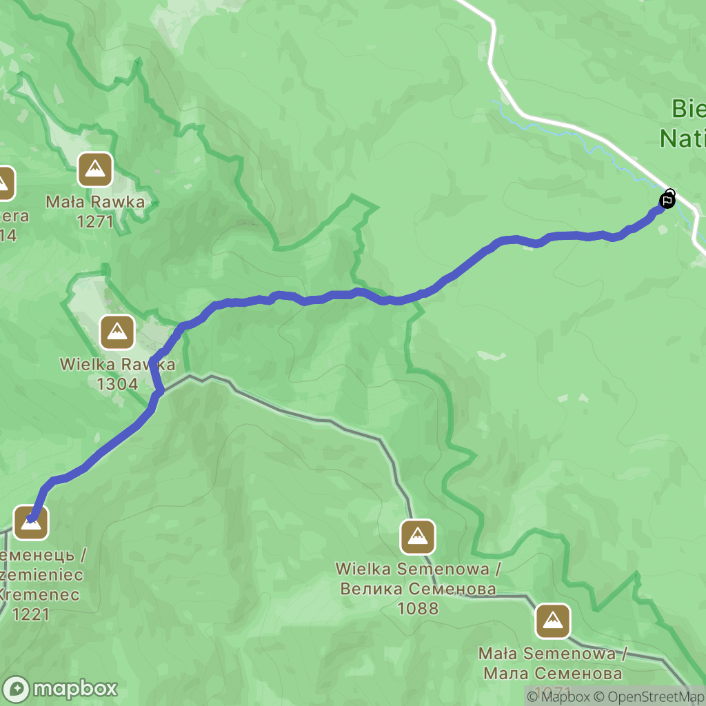 Ustrzyki Górne: mapa trasy - Poland