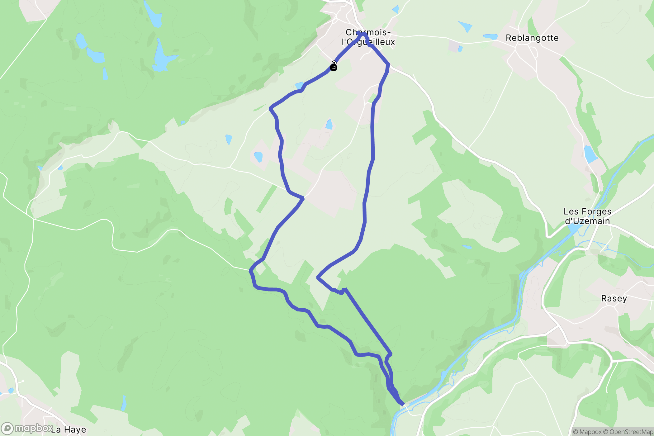 Charmois-l'Orgueilleux : carte du parcours de randonnée - France