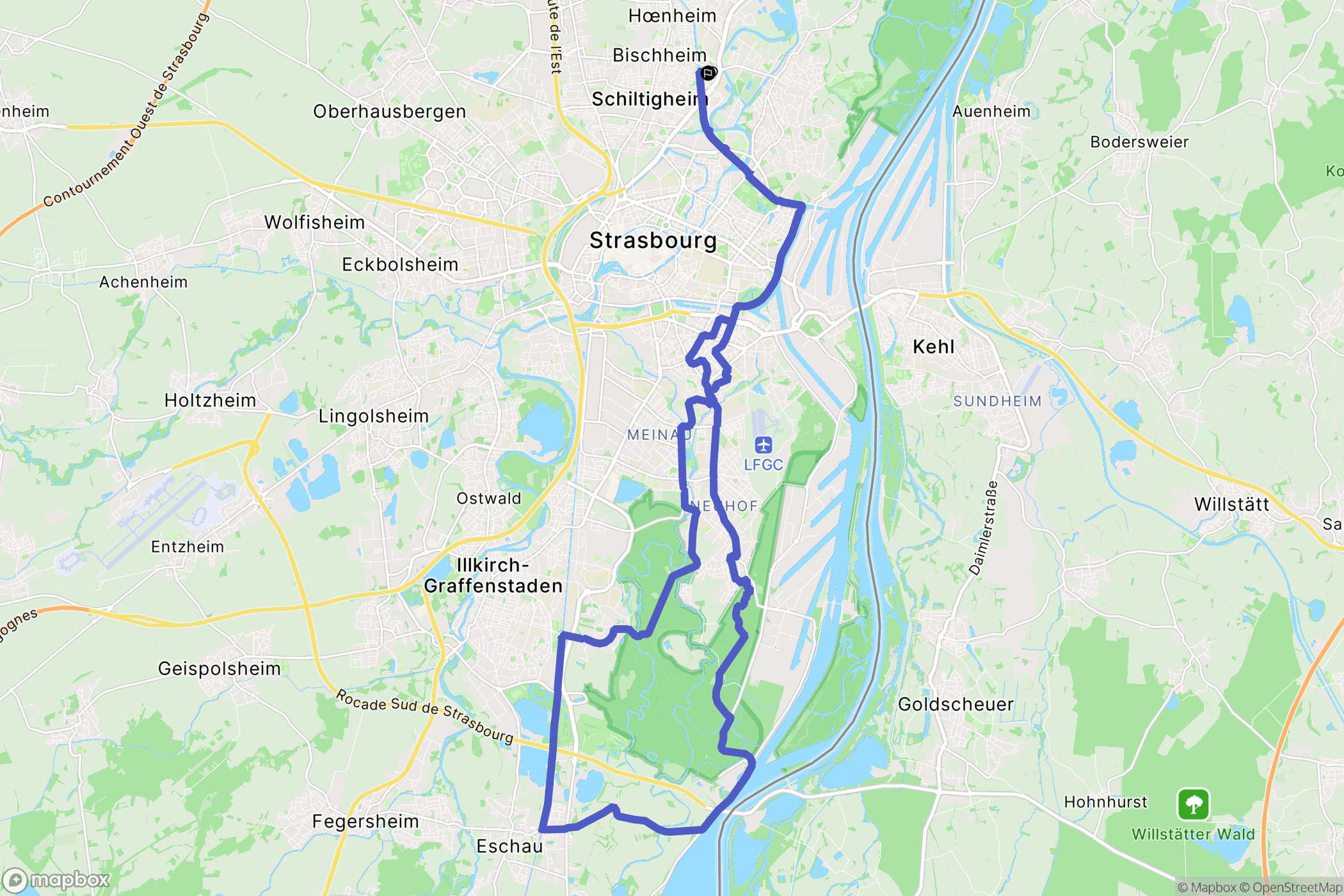 Bischheim : carte du parcours de randonnée - France
