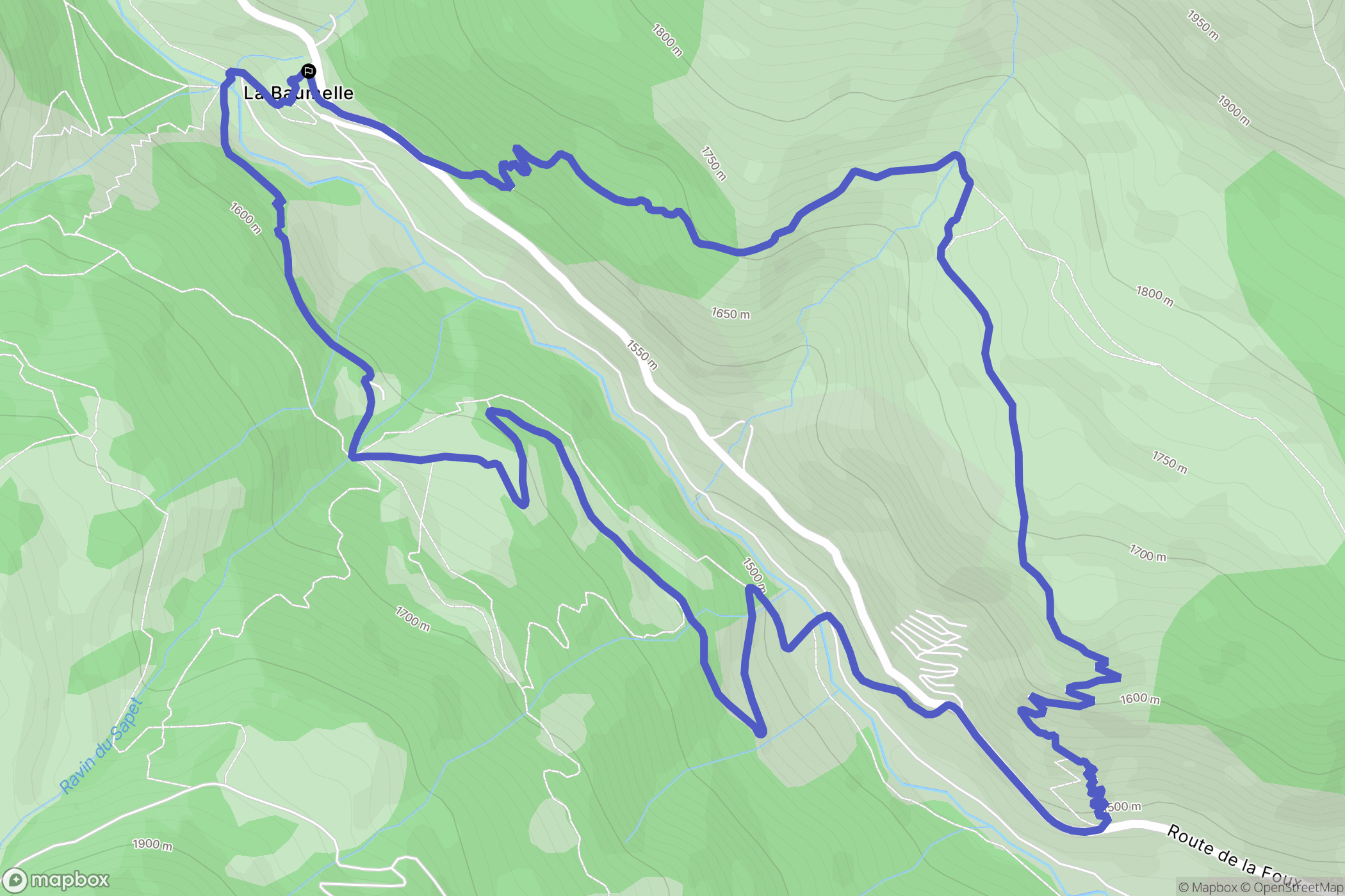 Allos : carte du parcours de randonnée - France