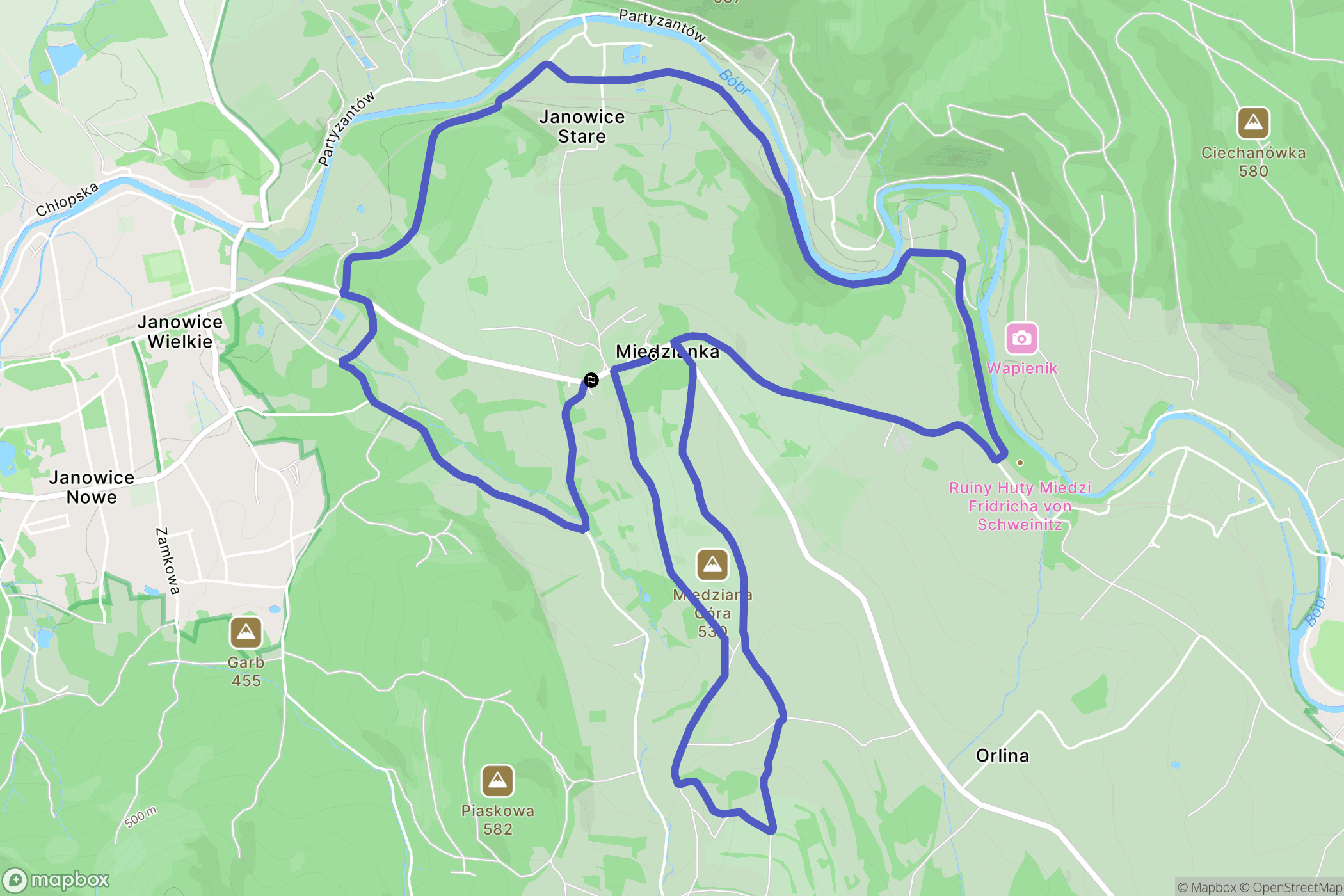 Miedzianka: mapa trasy - Poland