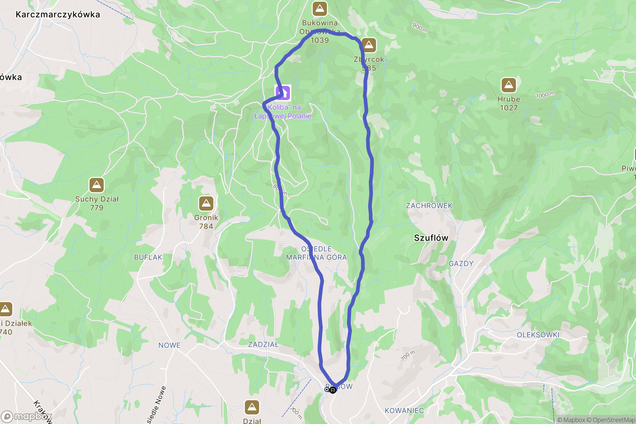 Nowy Targ: mapa trasy - Poland