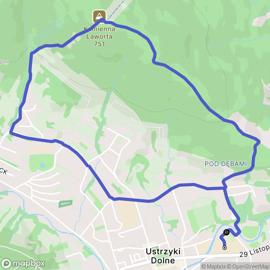 Ustrzyki Dolne: mapa trasy - Poland