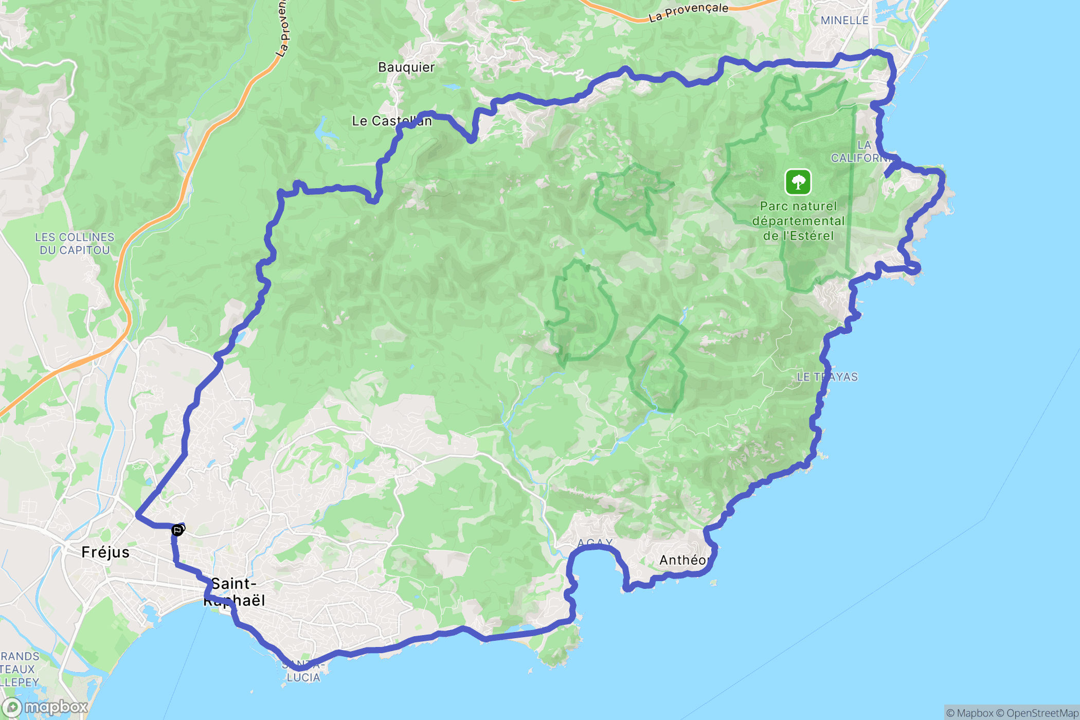 Fréjus : carte du parcours de randonnée - France