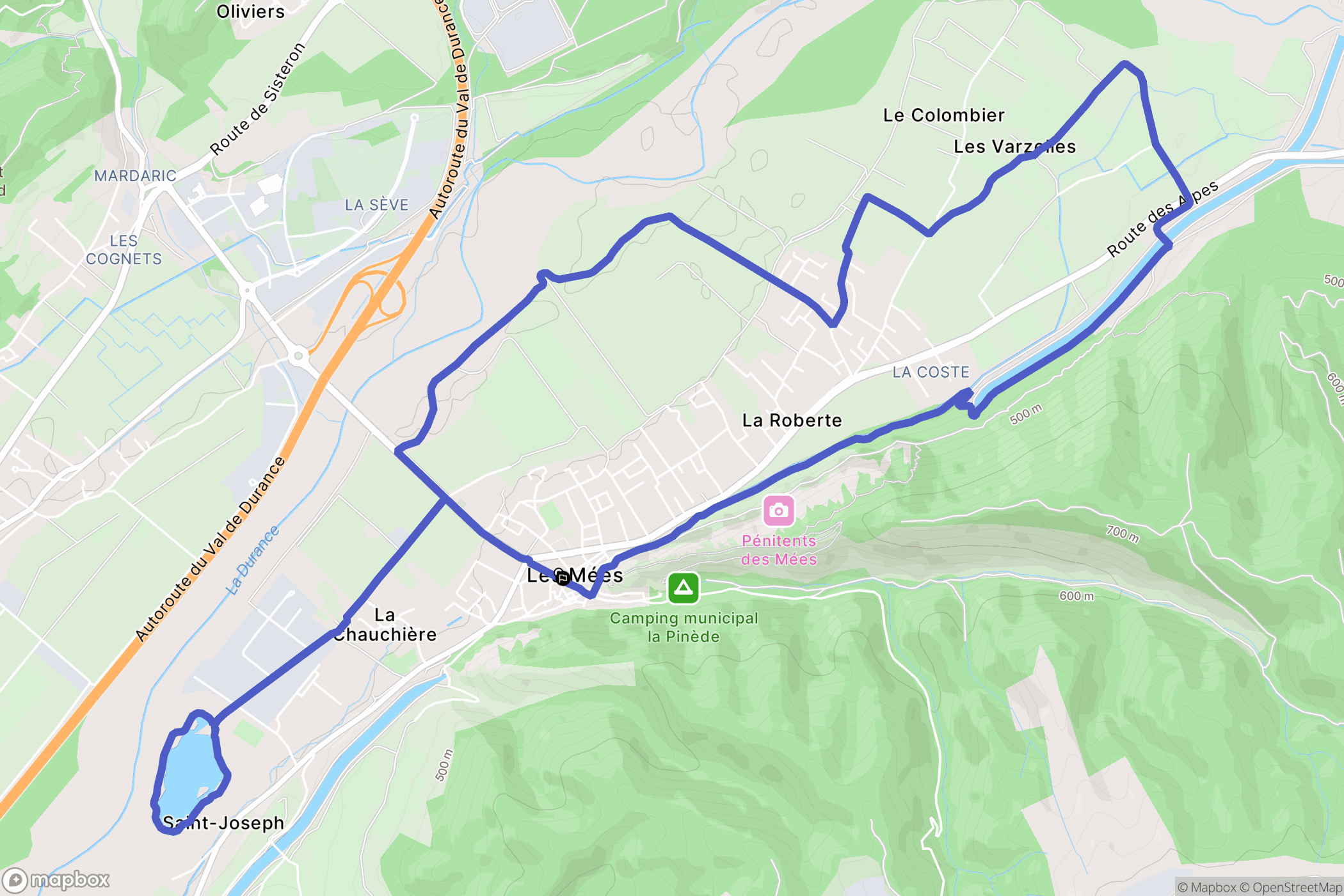 Les Mées : carte du parcours de randonnée - France