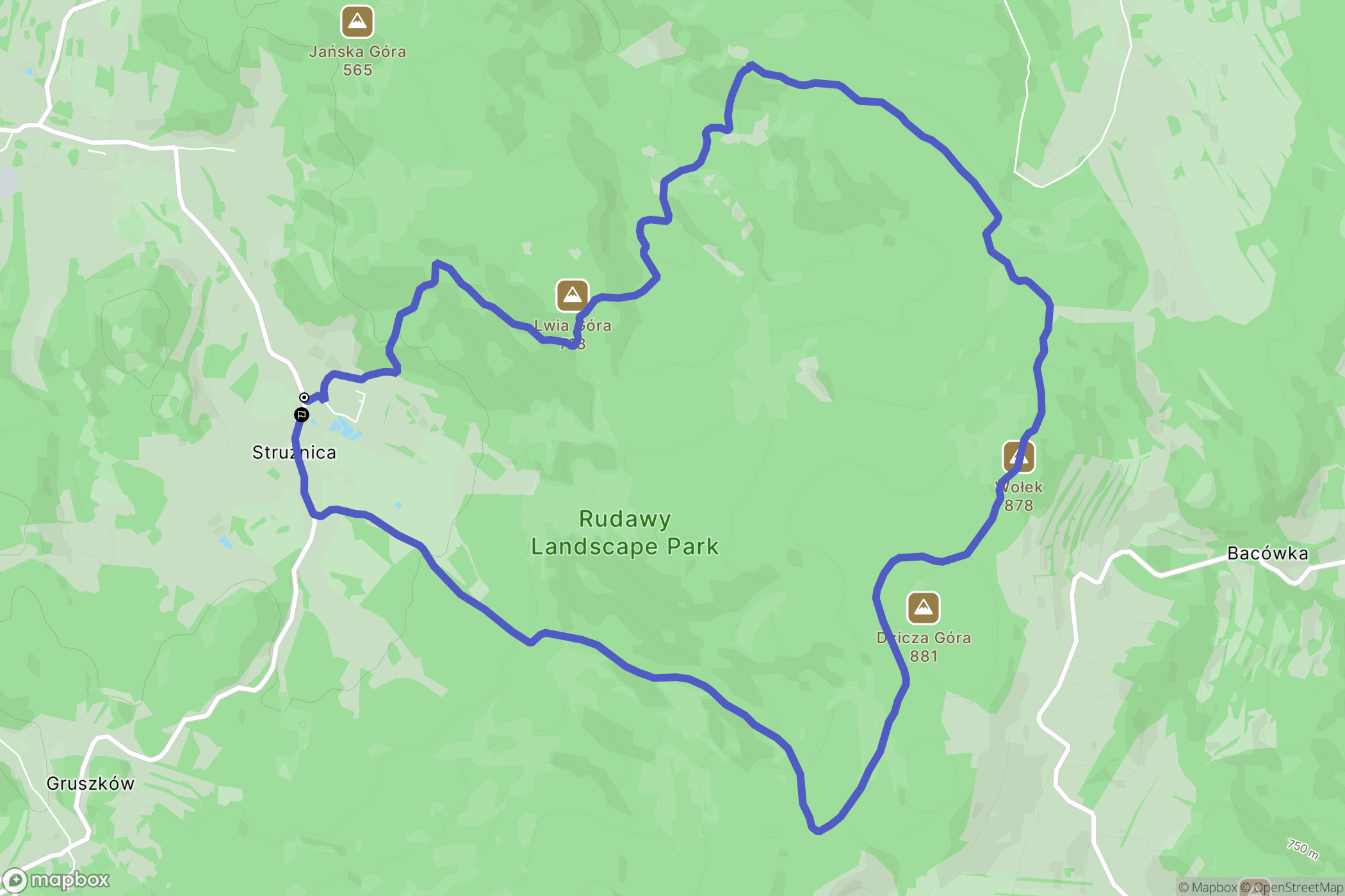 Strużnica: mapa trasy - Poland