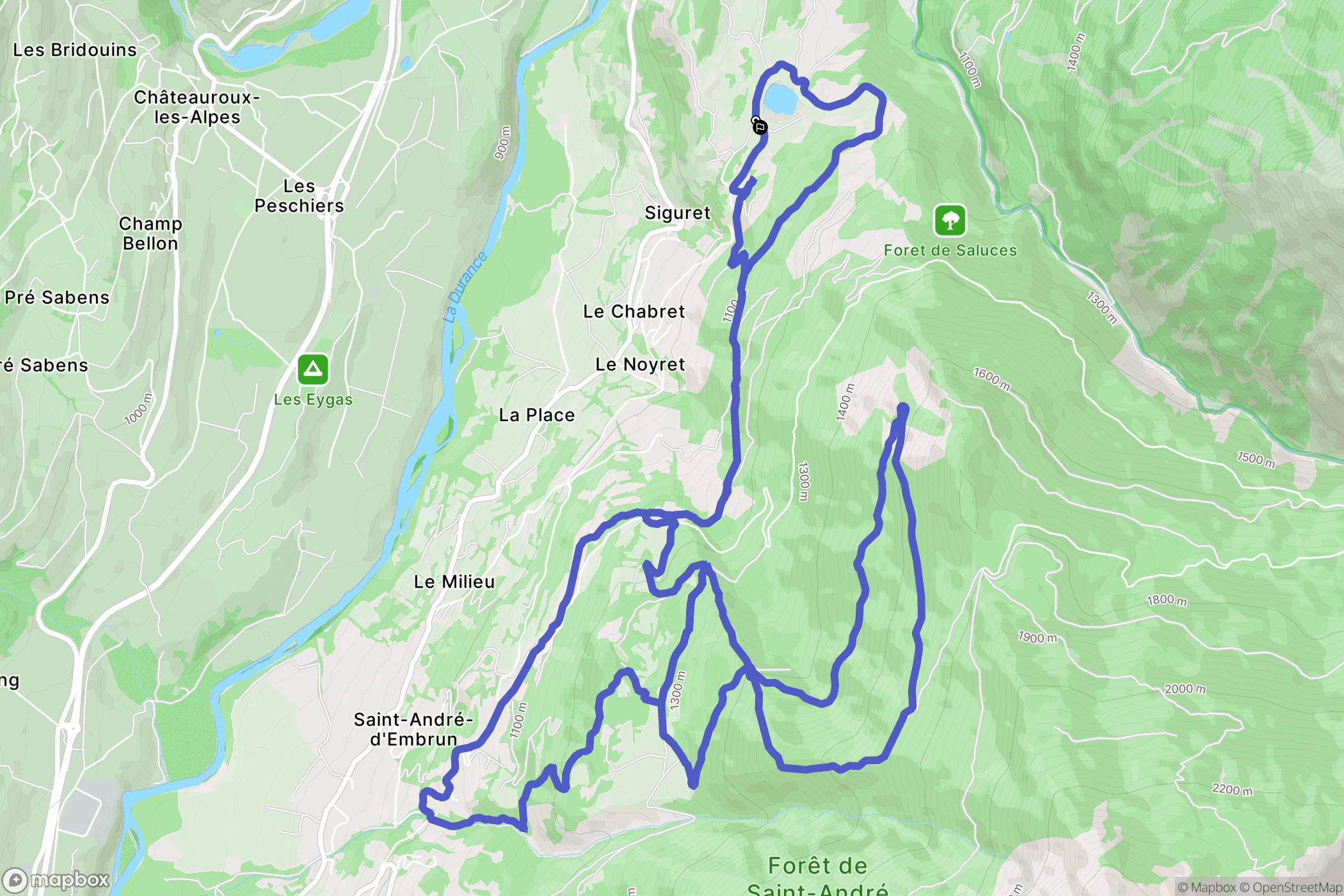 Saint-André-d'Embrun : carte du parcours de randonnée - France