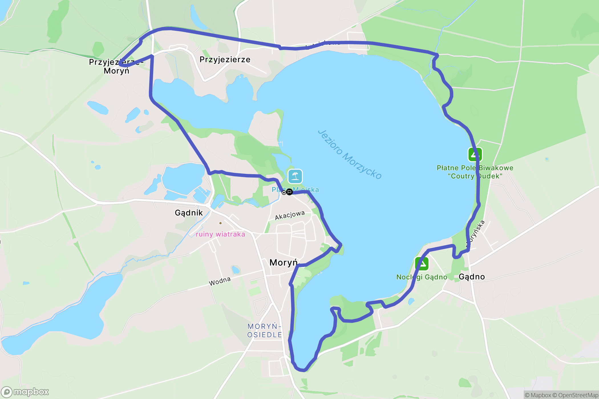 Moryń: mapa trasy - Poland