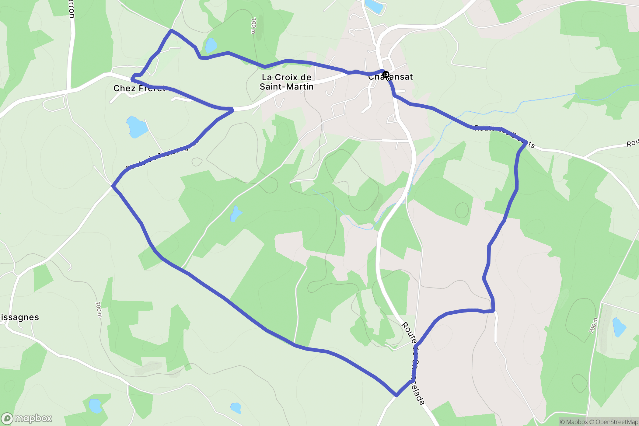 Charensat : carte du parcours de randonnée - France