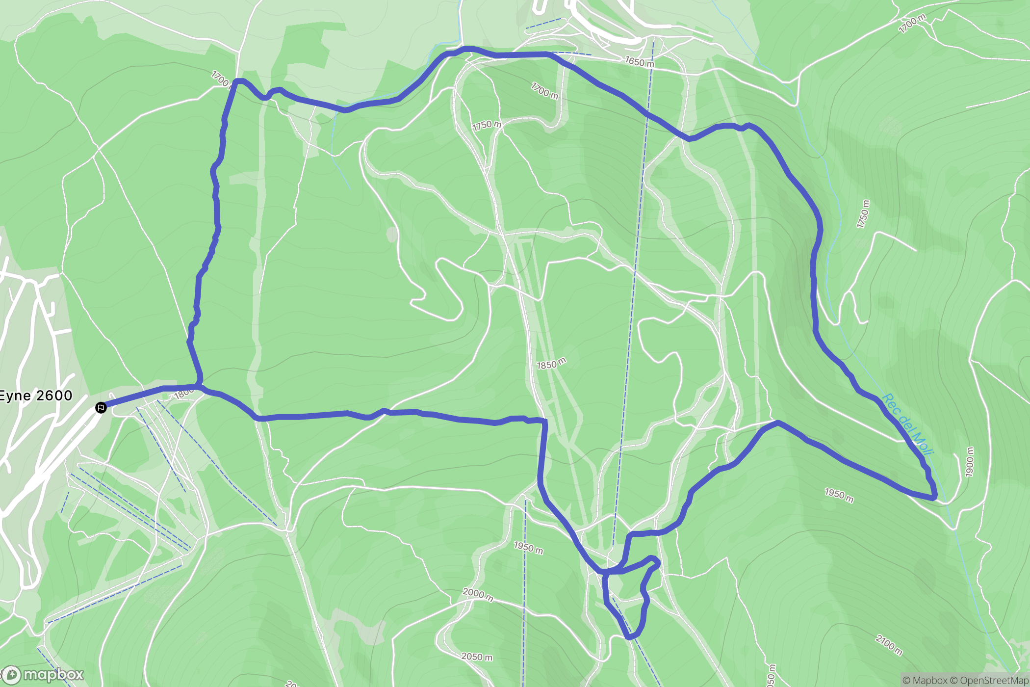 Eyne : carte du parcours de randonnée - France