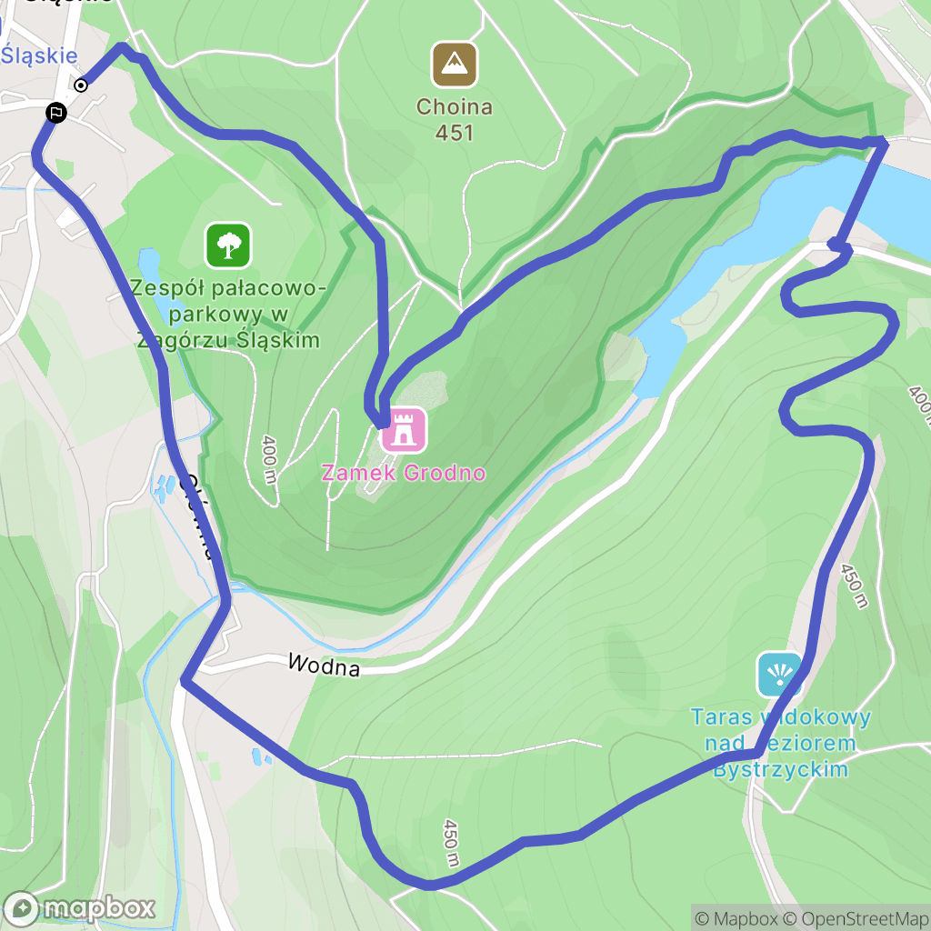 Zagórze Śląskie: mapa trasy - Poland