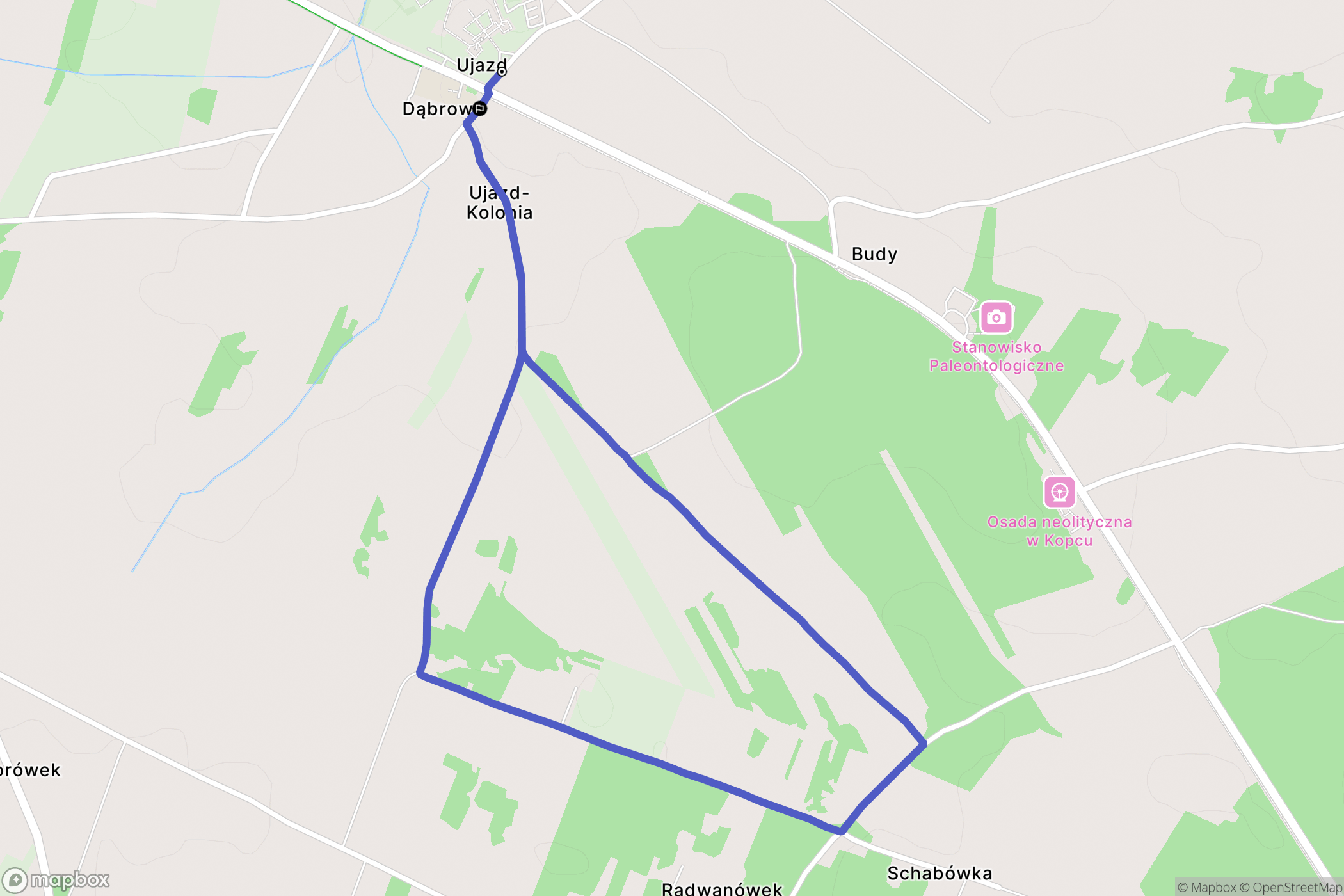 Ujazd: mapa trasy - Poland