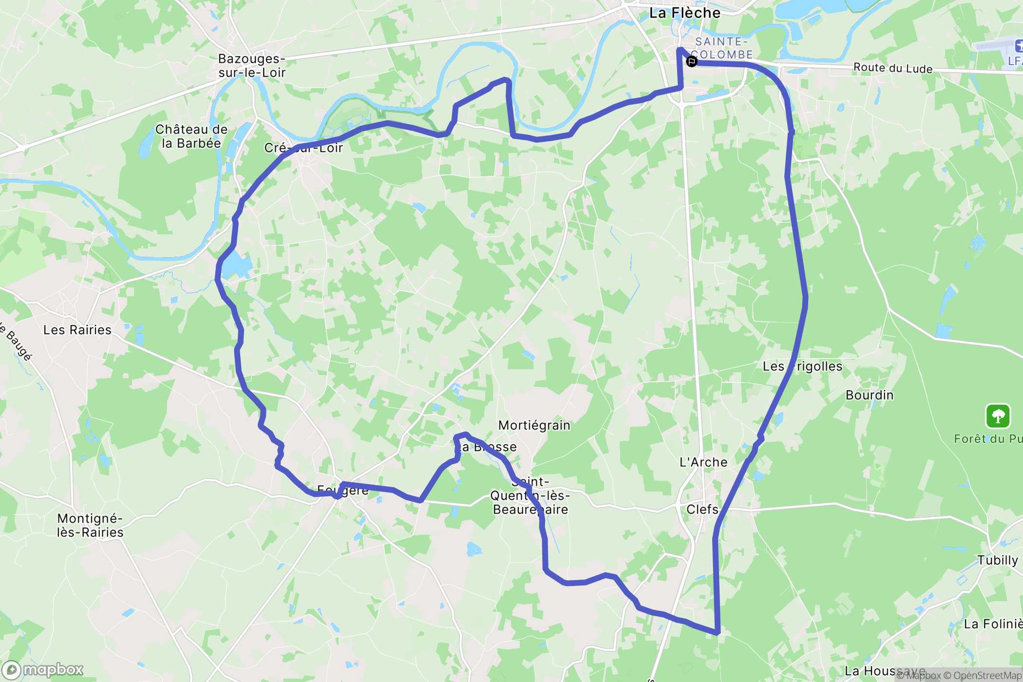La Flèche : carte du parcours de randonnée - France