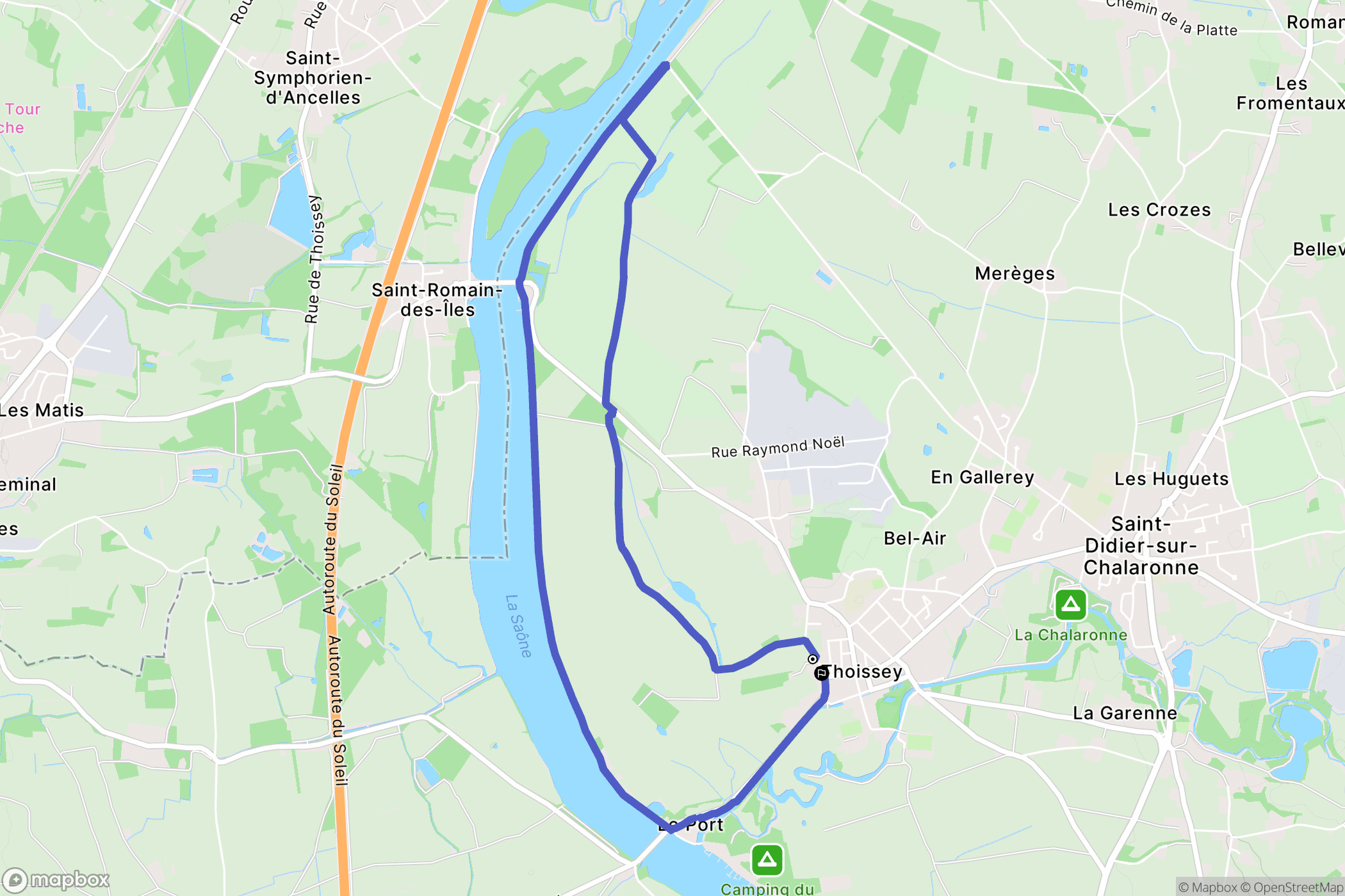 Thoissey : carte du parcours de randonnée - France
