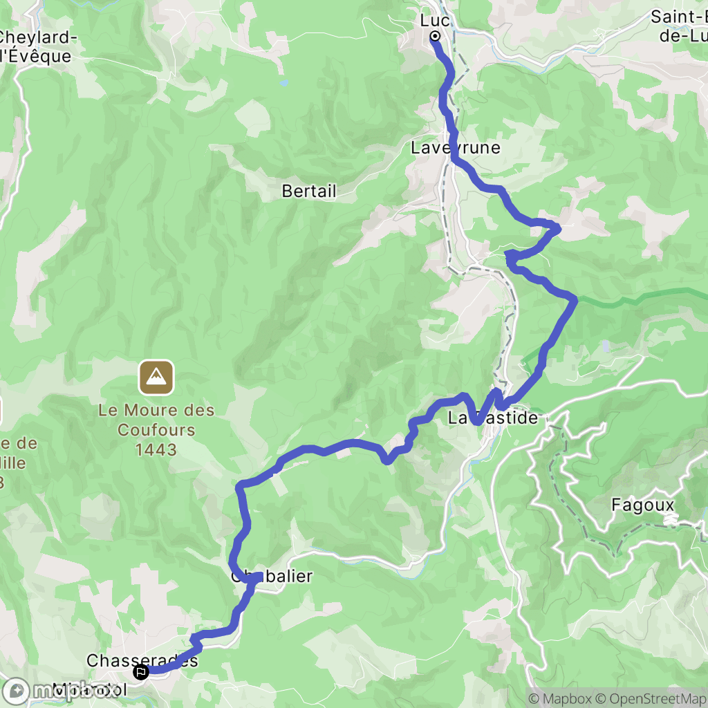 Luc : carte du parcours de randonnée - France