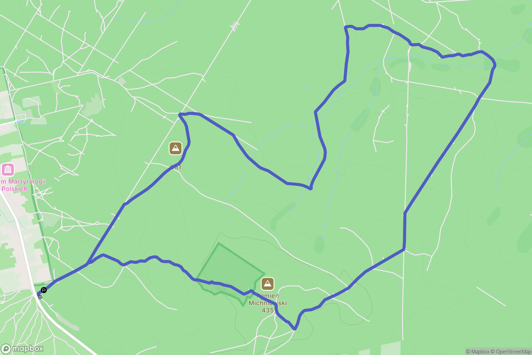 Michniów: mapa trasy - Poland