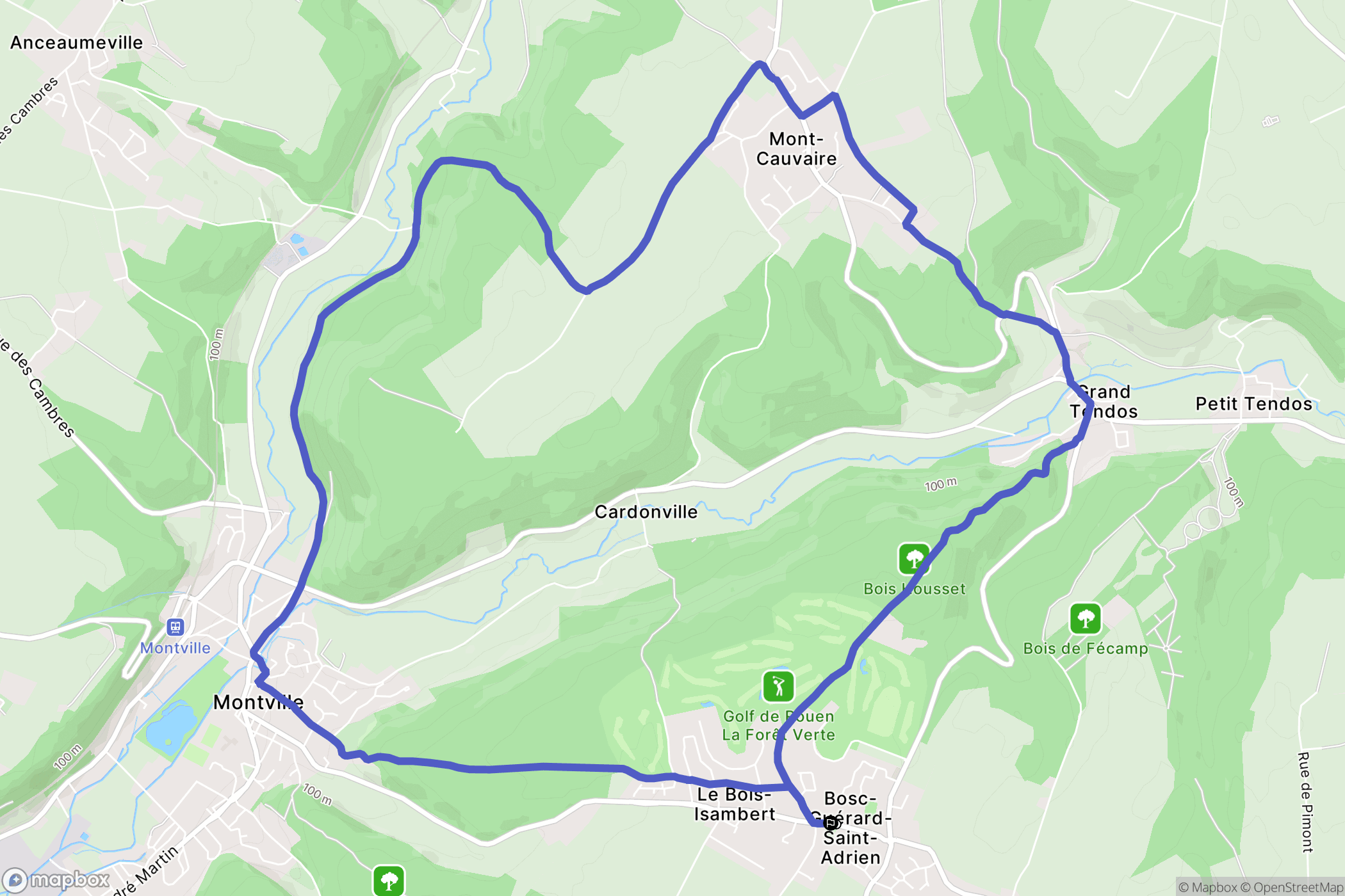 Bosc-Guérard-Saint-Adrien : carte du parcours de randonnée - France