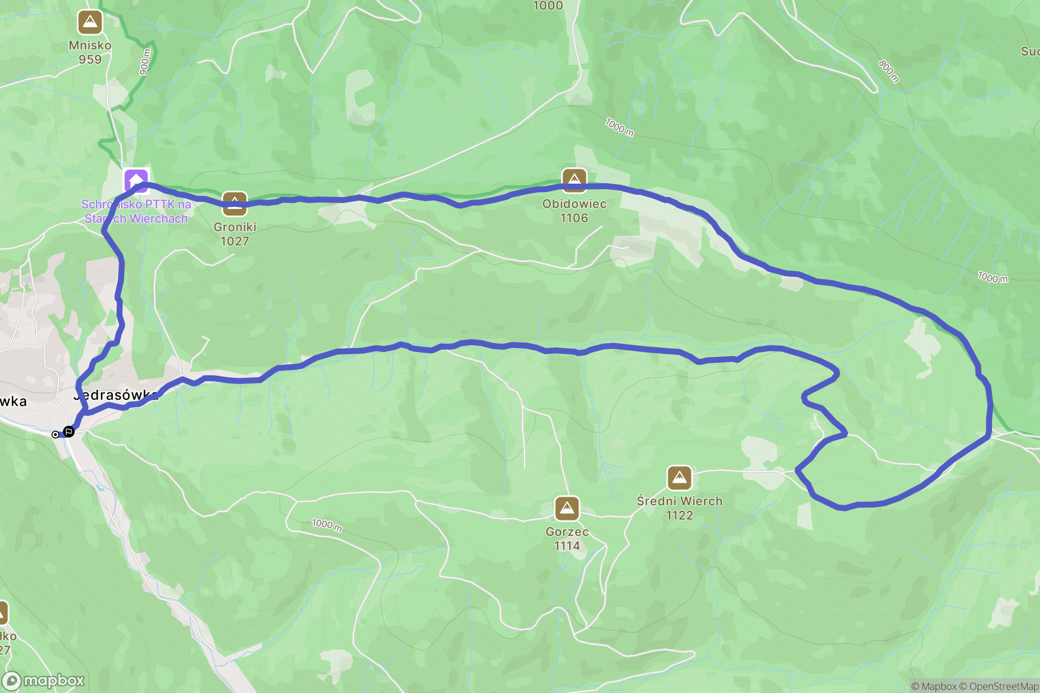 Obidowa: mapa trasy - Poland