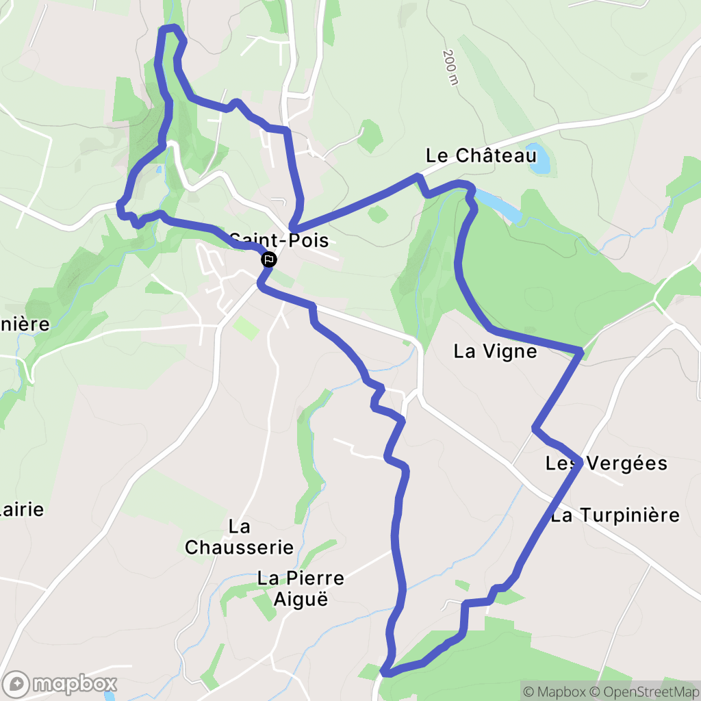 Saint-Pois : carte du parcours de randonnée - France