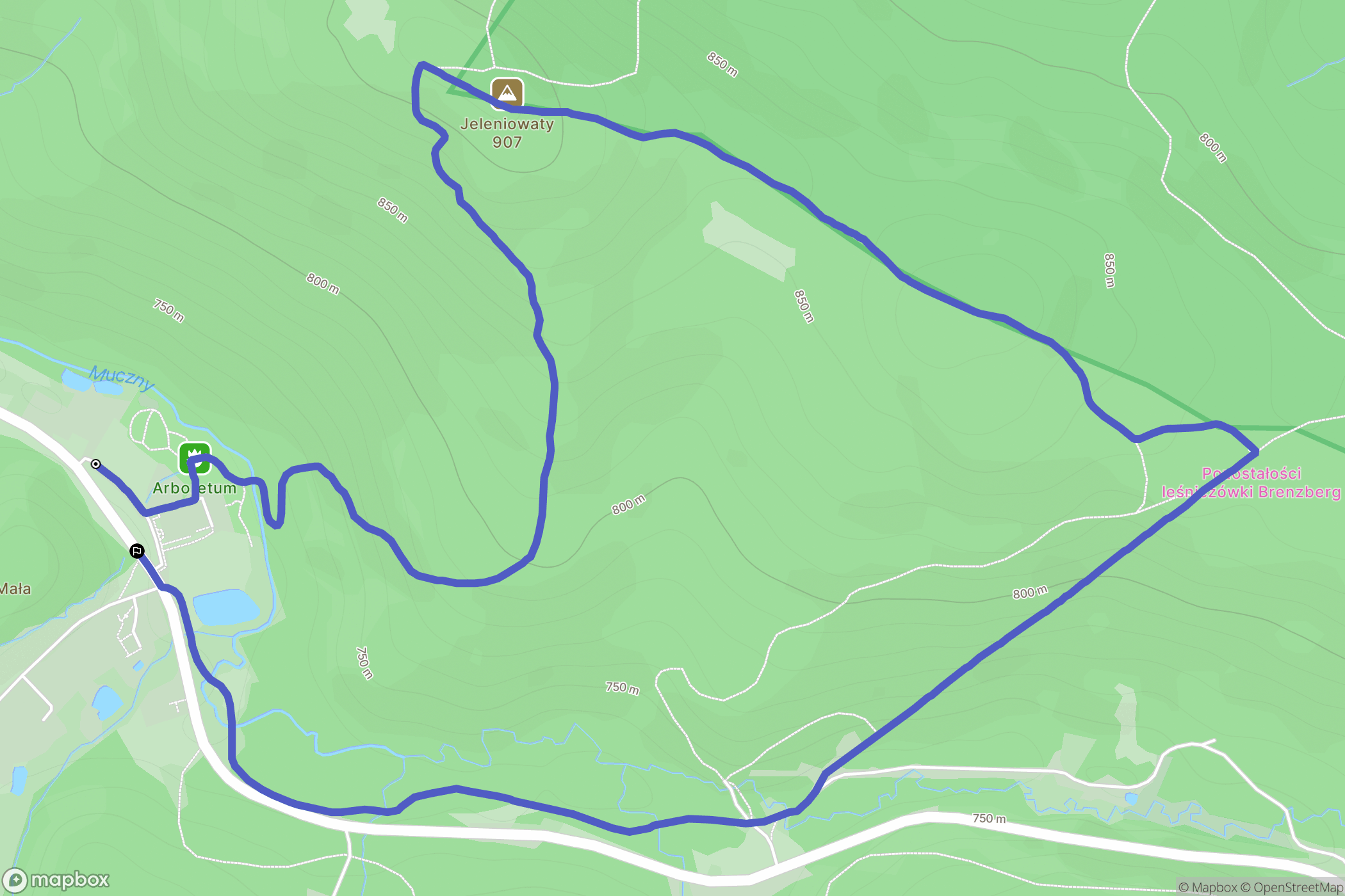 Muczne: mapa trasy - Poland