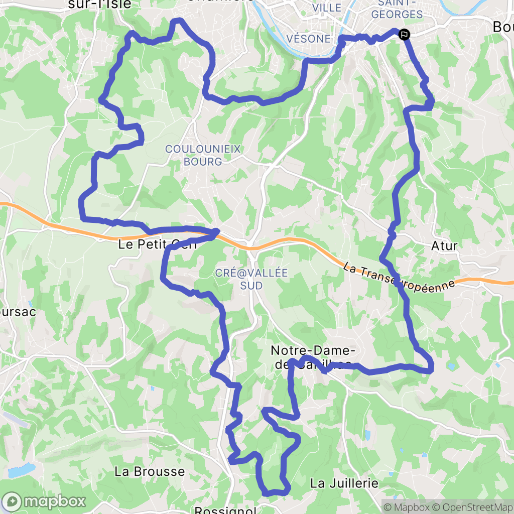 Périgueux : carte du parcours de randonnée - France