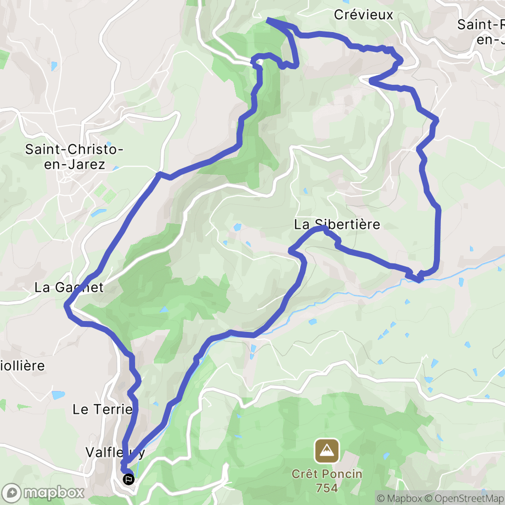 Valfleury : carte du parcours de randonnée - France