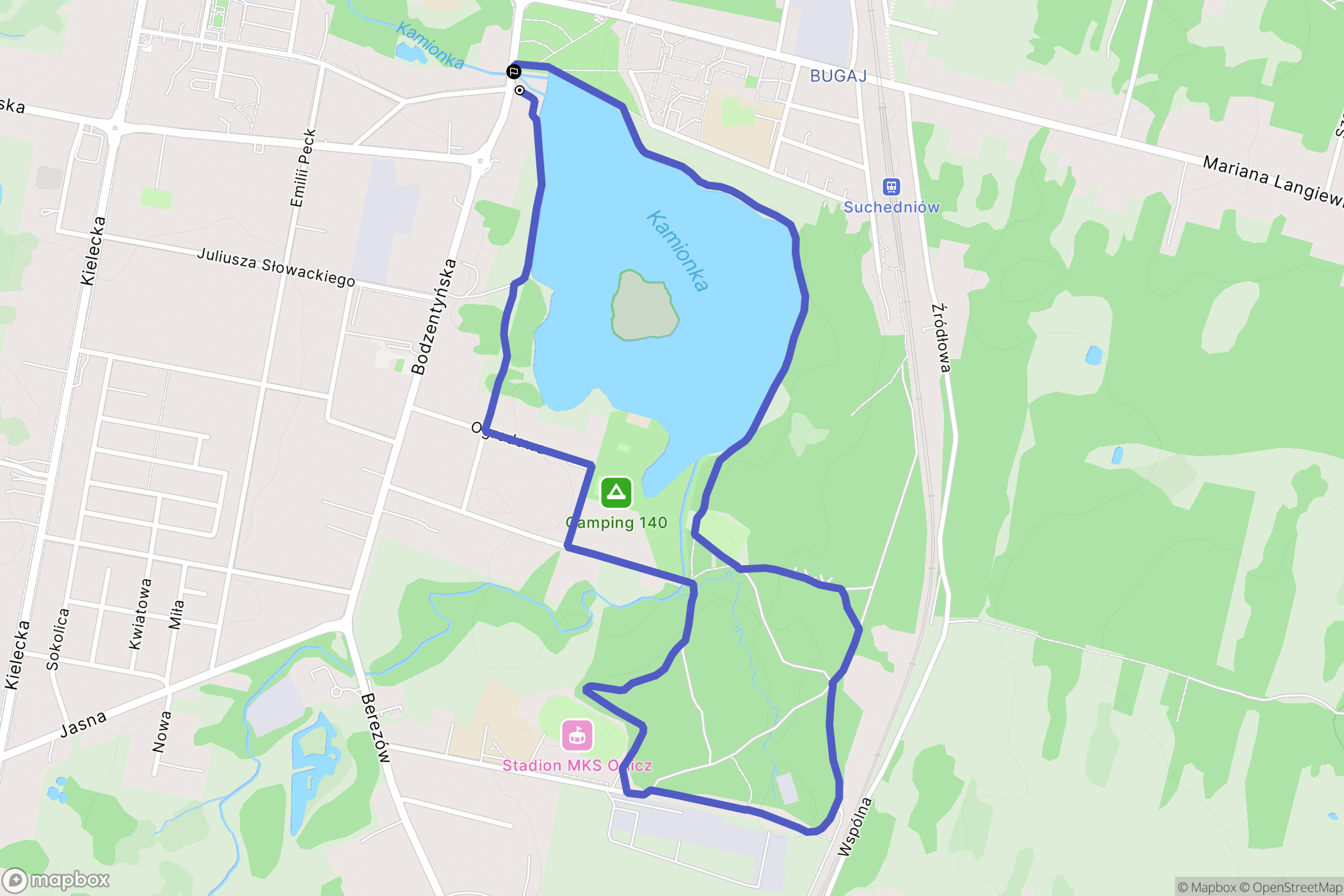 Suchedniów: mapa trasy - Poland