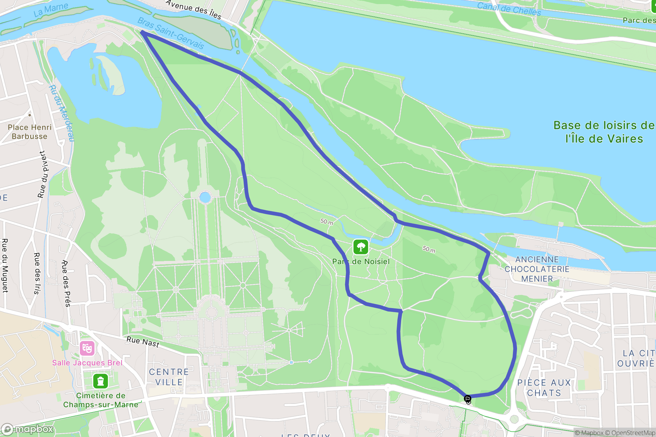Noisiel : carte du parcours de randonnée - France
